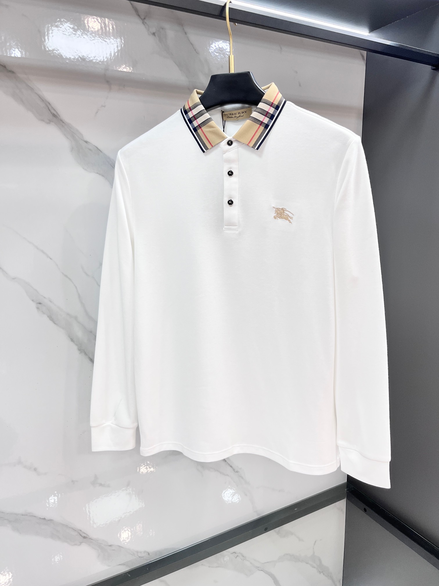 巴宝莉 专柜新品秋款长袖Polo，高端定制高版本时尚百搭爆款▲A原版进口珠地棉，胸前logo图案设计 手