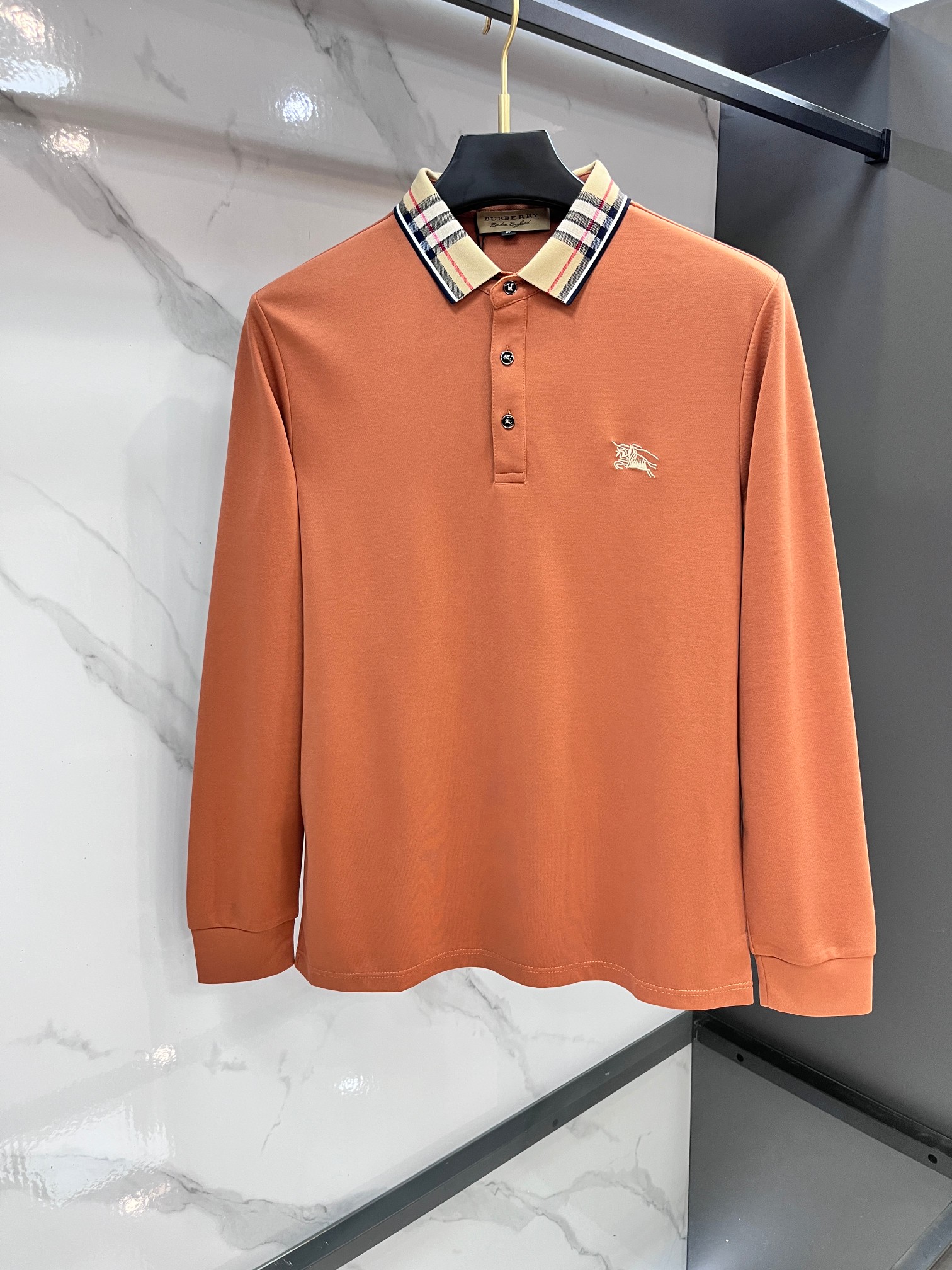 巴宝莉 专柜新品秋款长袖Polo，高端定制高版本时尚百搭爆款▲A原版进口珠地棉，胸前logo图案设计 手