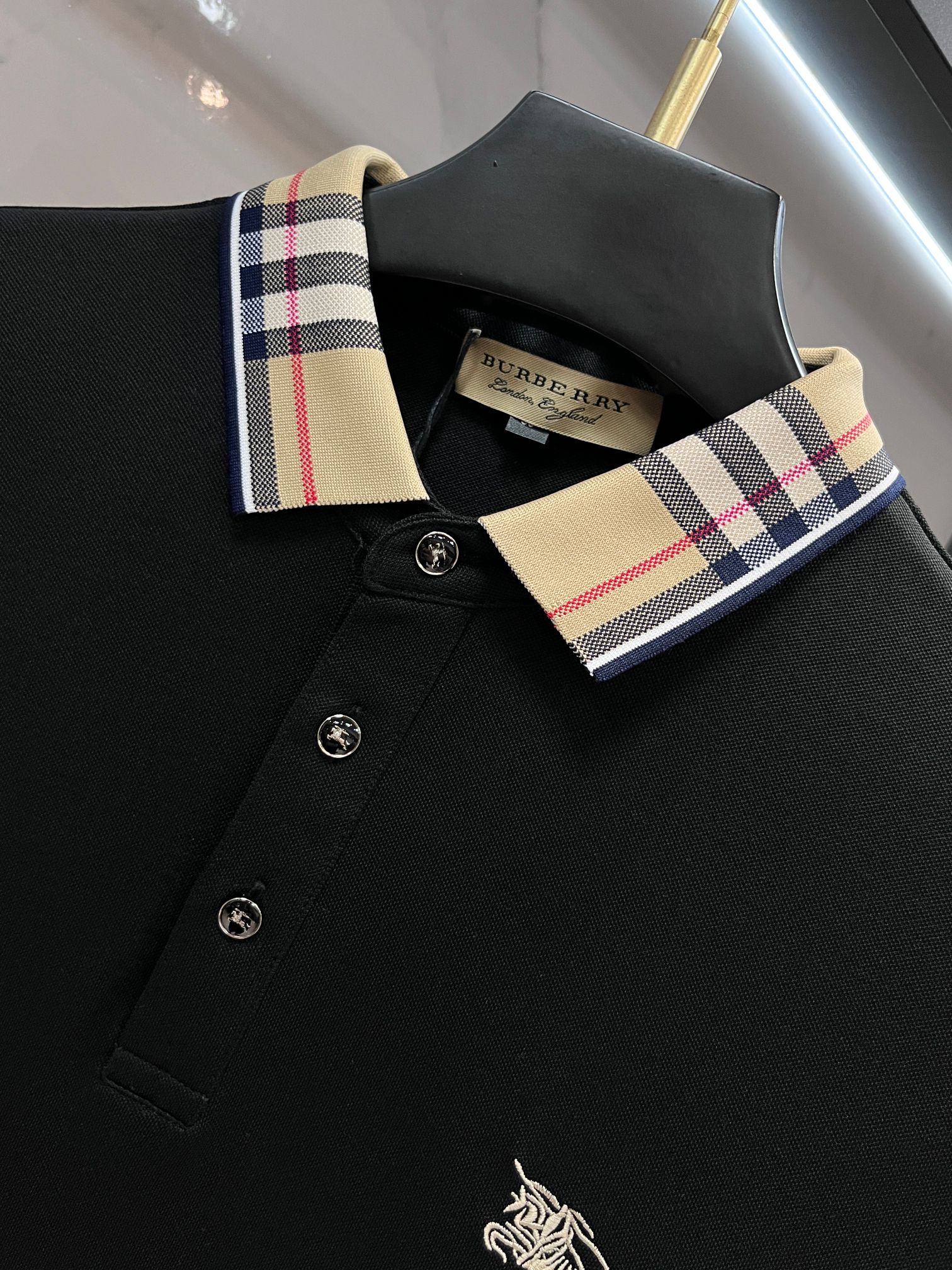 巴宝莉 专柜新品秋款长袖Polo，高端定制高版本时尚百搭爆款▲A原版进口珠地棉，胸前logo图案设计 手