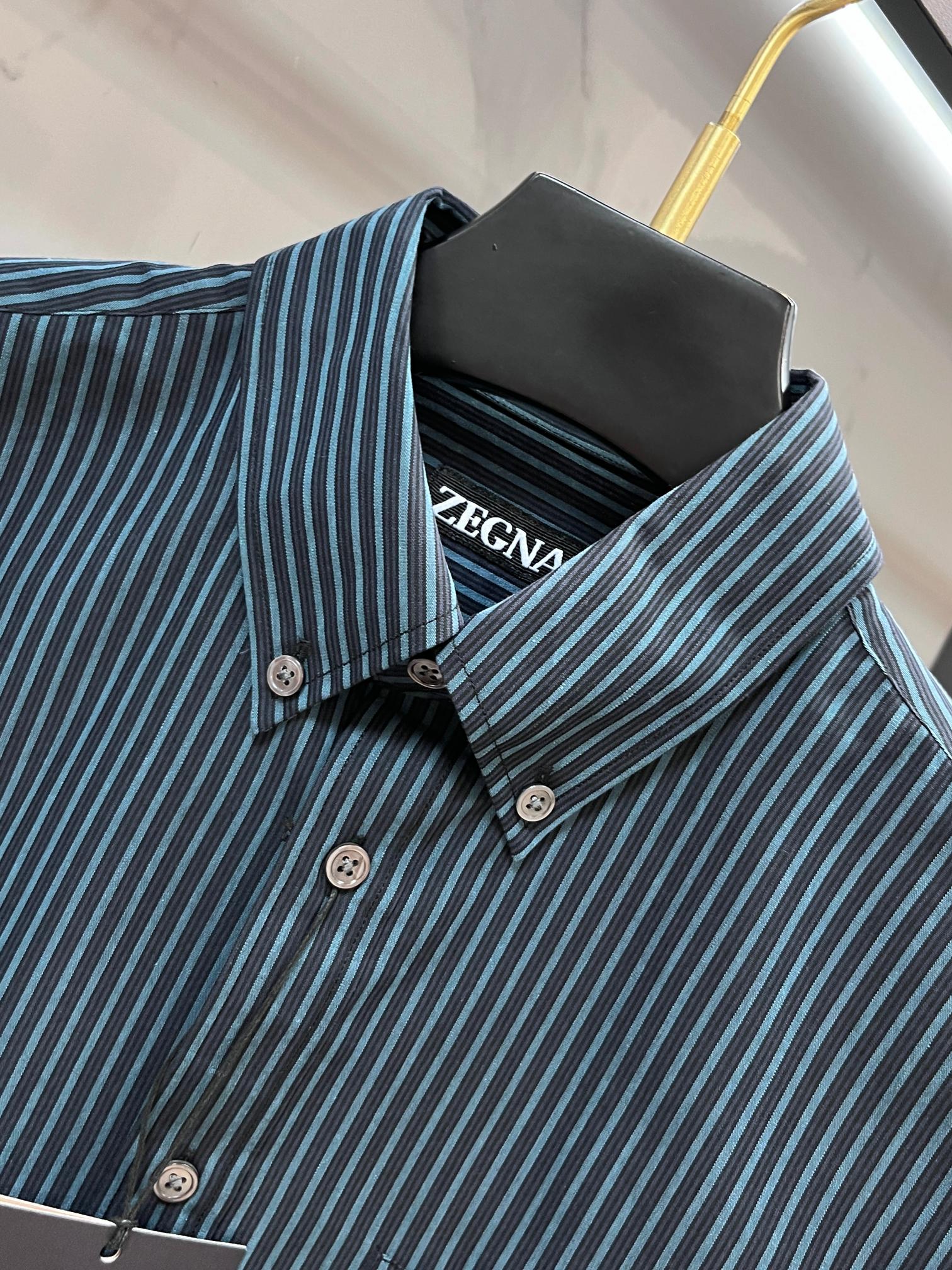 杰尼亚 2025ss新款男士长袖 衬衫 衬衣，高端版本！定制面料 透气舒适度高，细节无可挑剔，品牌元素设