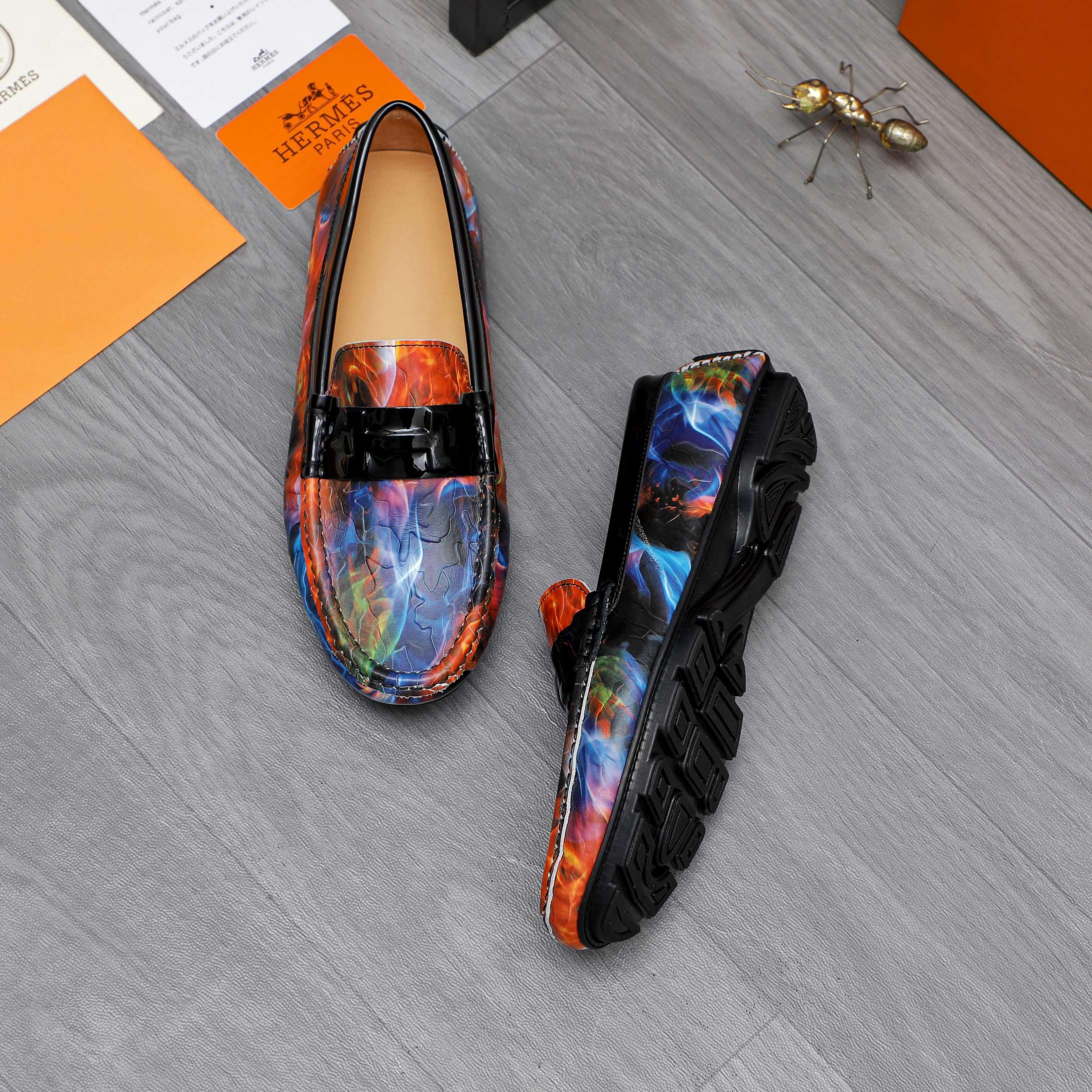 Hermes Men's Multicolor Leather Loafers Slip-Ons Dress Shoes Size 38-44 4 a1741851897085 5181