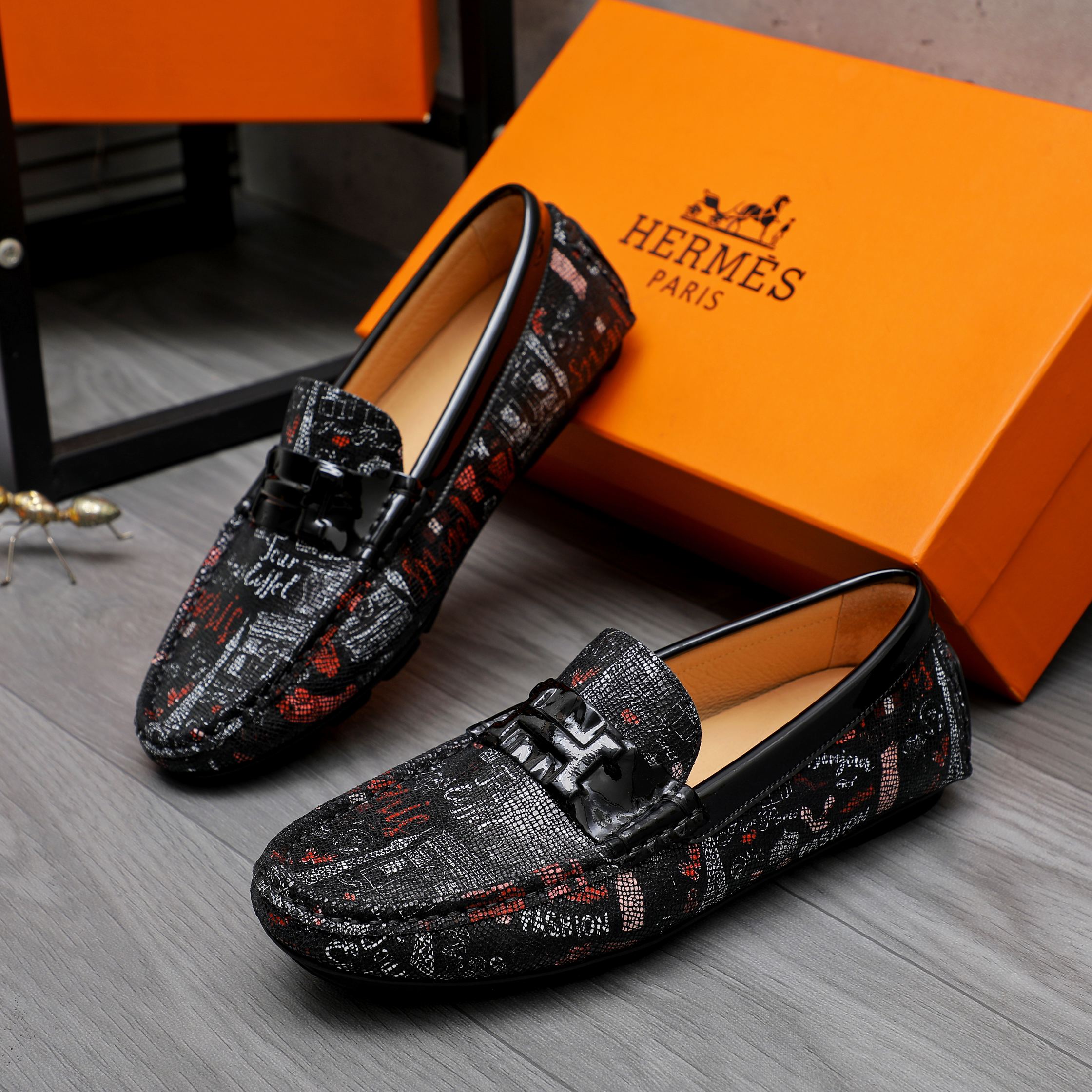 Hermes Men's Leather Loafers Slip-Ons, Size 38-44, Rubber Sole 4 a1741852323195 1715