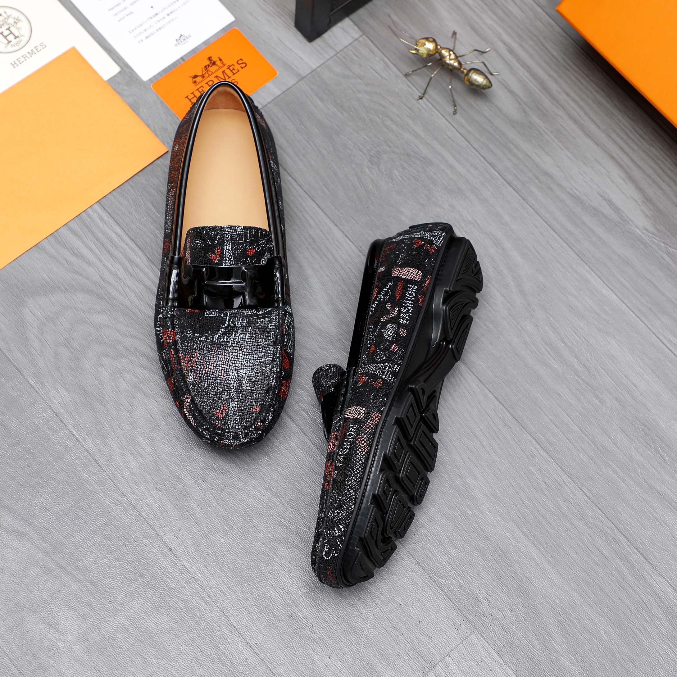 Hermes Men's Leather Loafers Slip-Ons, Size 38-44, Rubber Sole 5 a1741852323635 4282