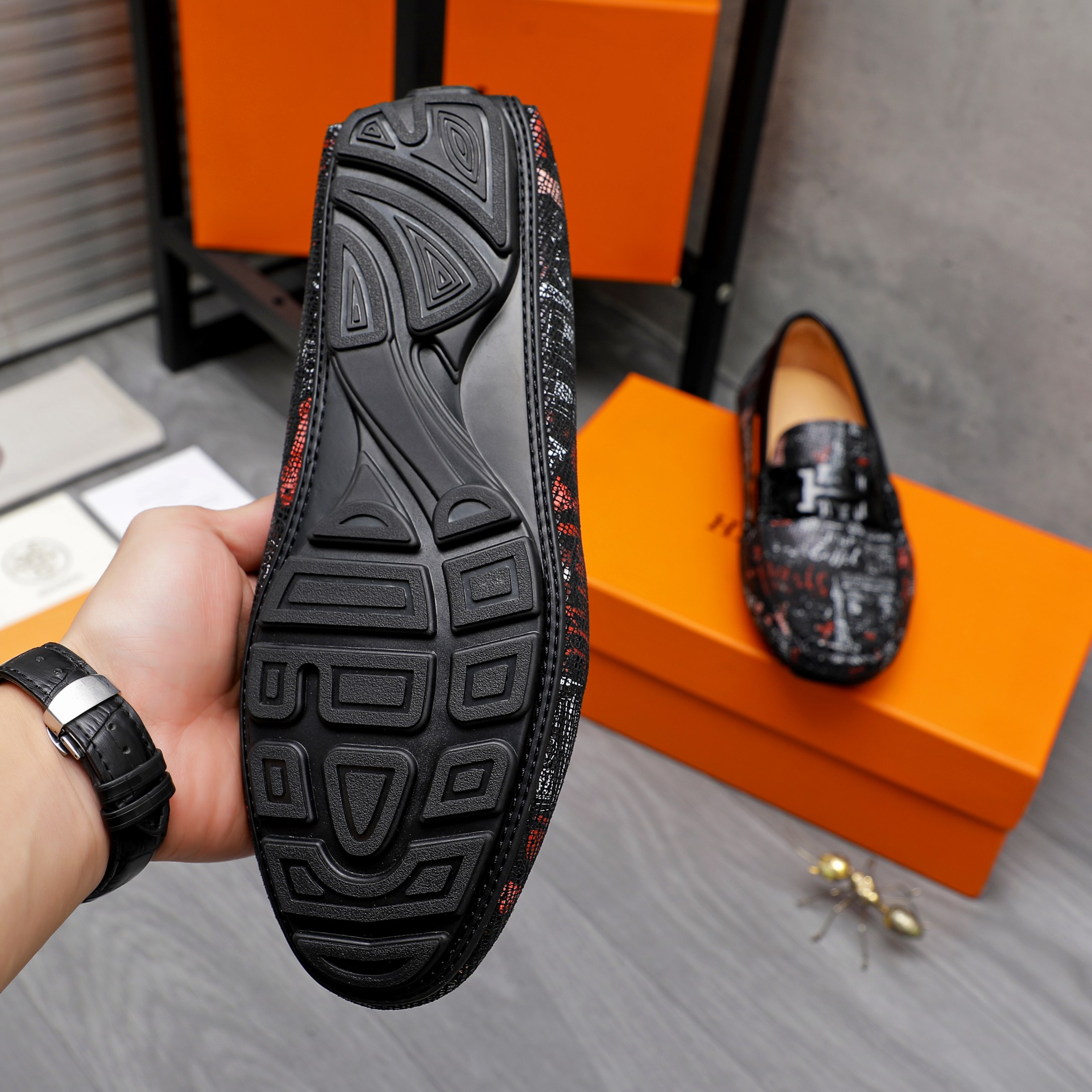 Hermes Men's Leather Loafers Slip-Ons, Size 38-44, Rubber Sole 9 a1741852325462 7784