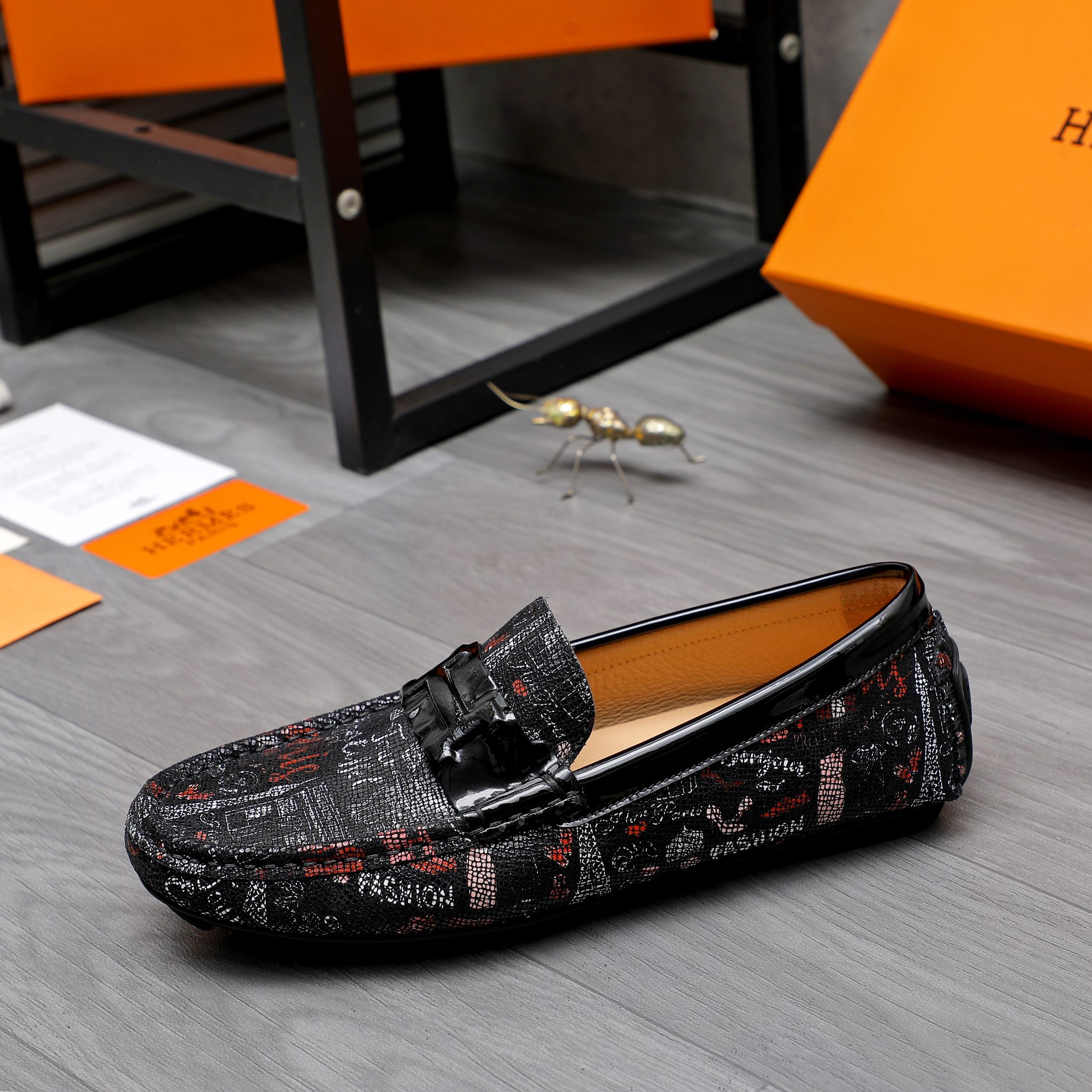 Hermes Men's Leather Loafers Slip-Ons, Size 38-44, Rubber Sole 7 a1741852325562 6880