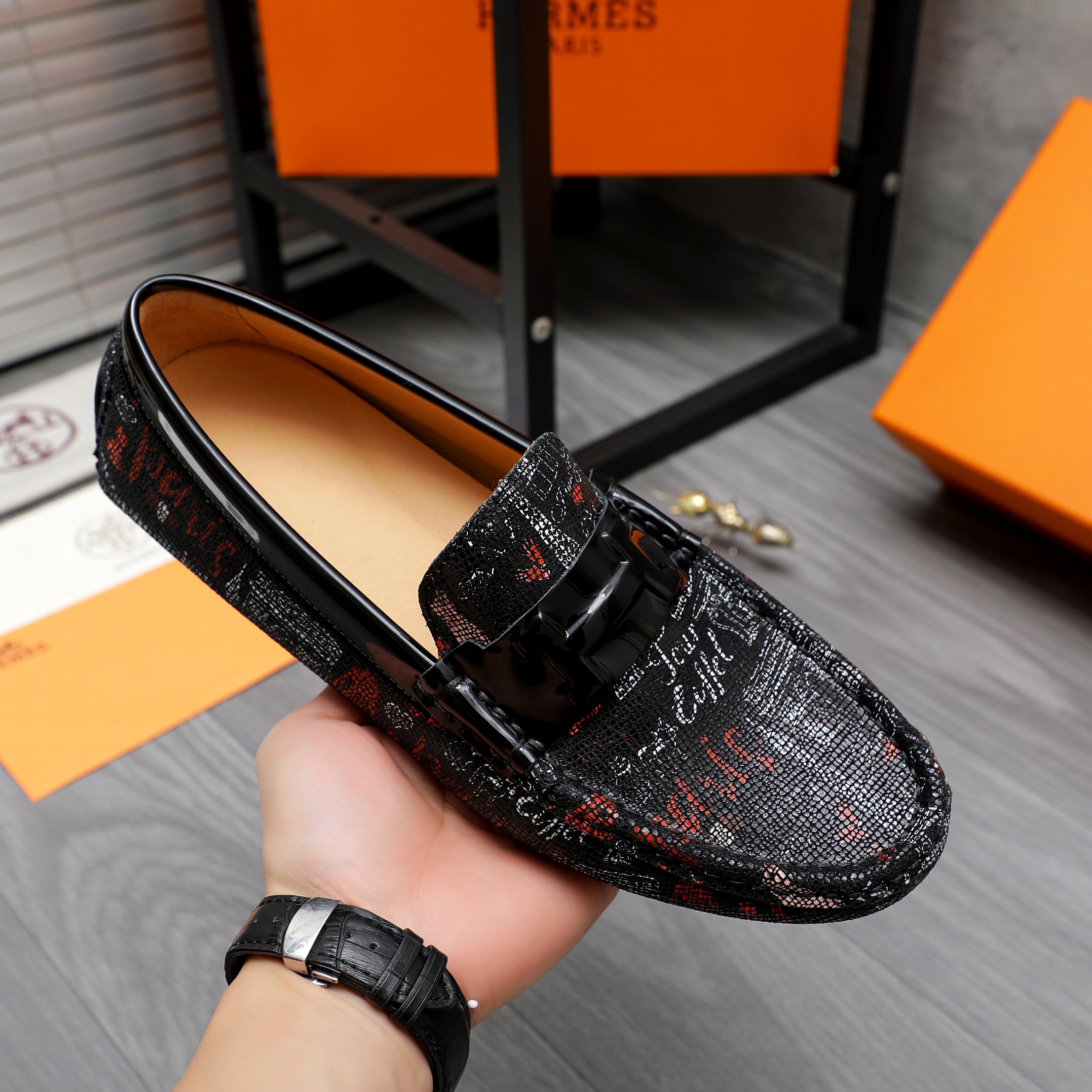 Hermes Men's Leather Loafers Slip-Ons, Size 38-44, Rubber Sole 8 a1741852325655 7151