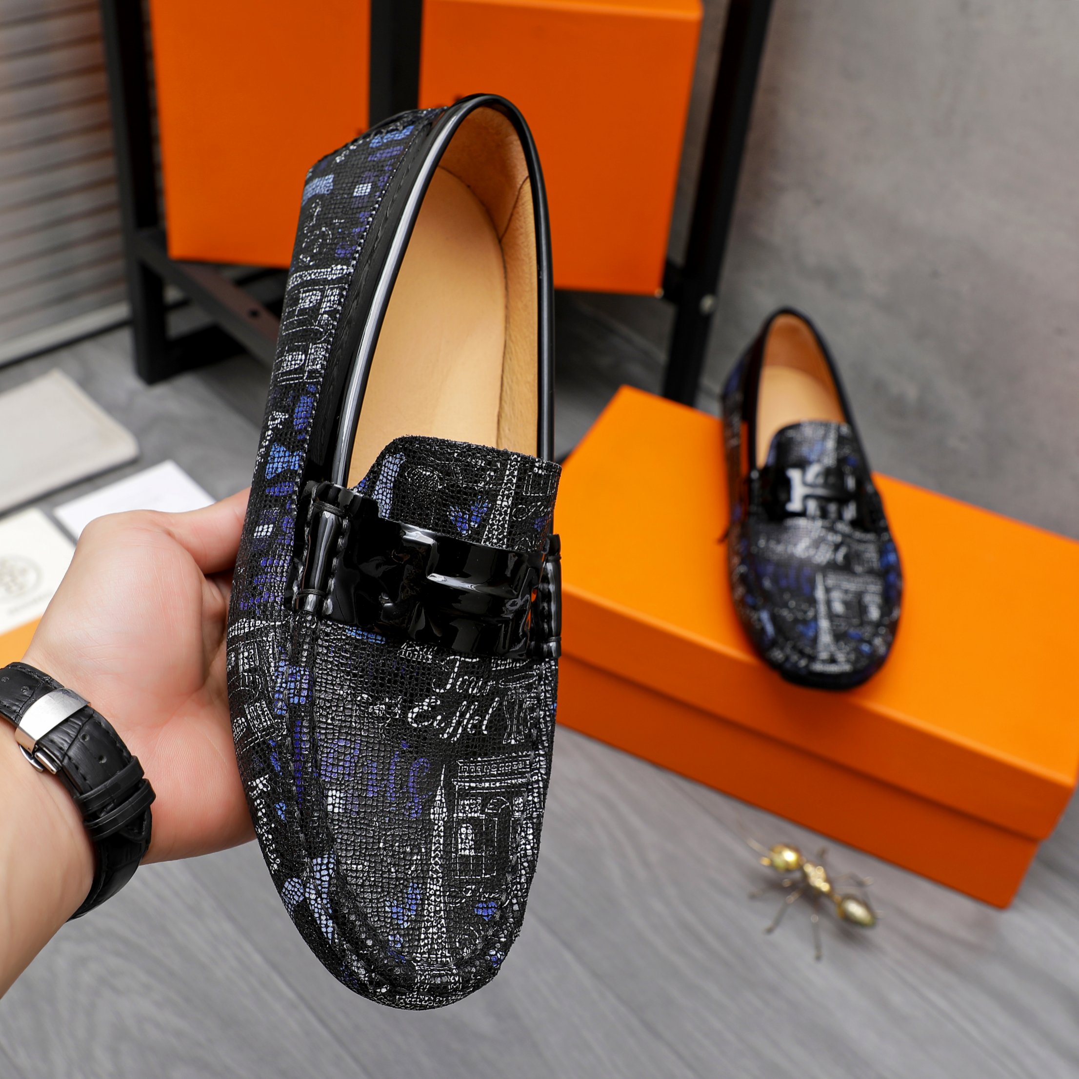 Hermes Men's Casual Slip-On Loafers in Textured Leather - Sizes 38-44 6 a1741852487625 4258