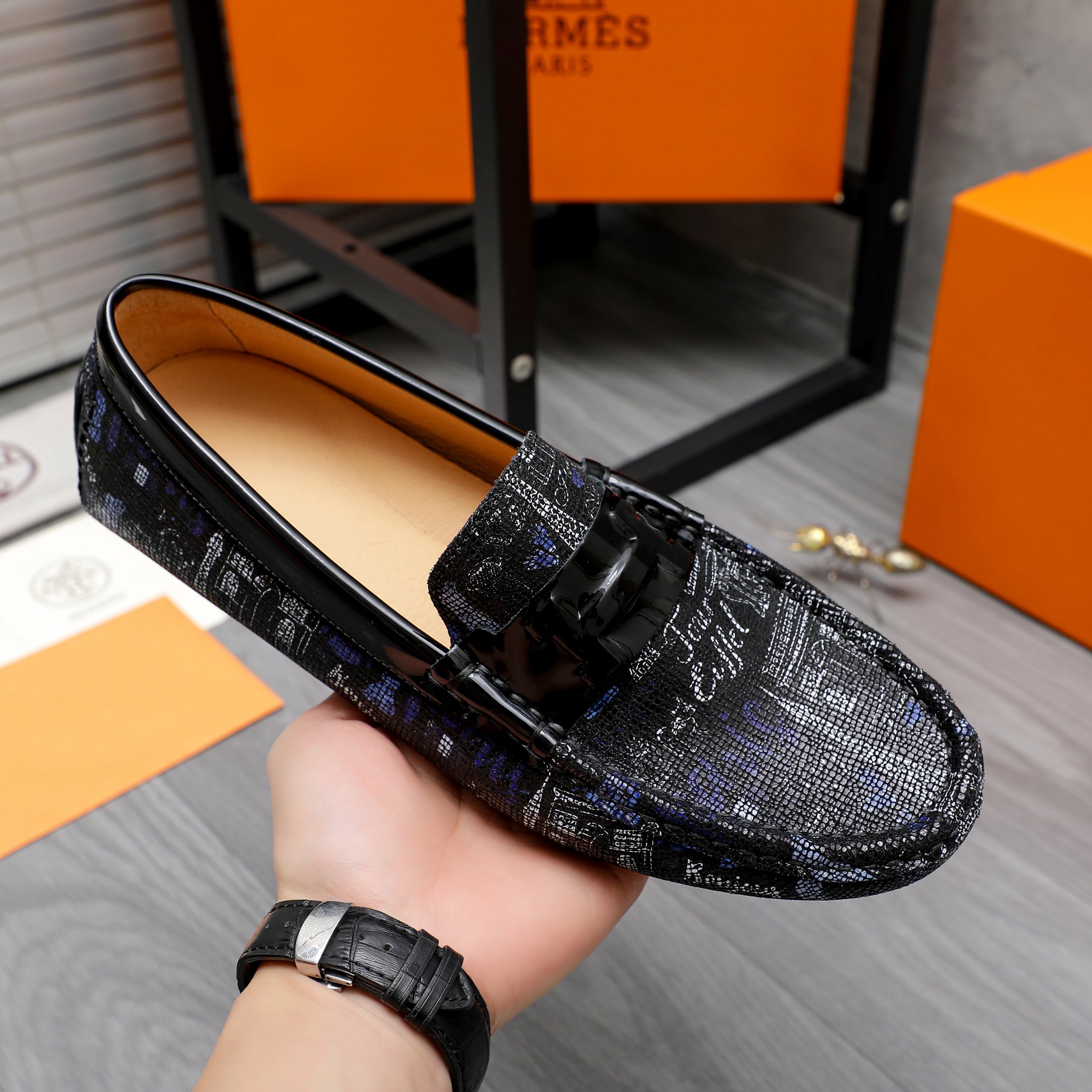 Hermes Men's Casual Slip-On Loafers in Textured Leather - Sizes 38-44 8 a1741852490087 8871