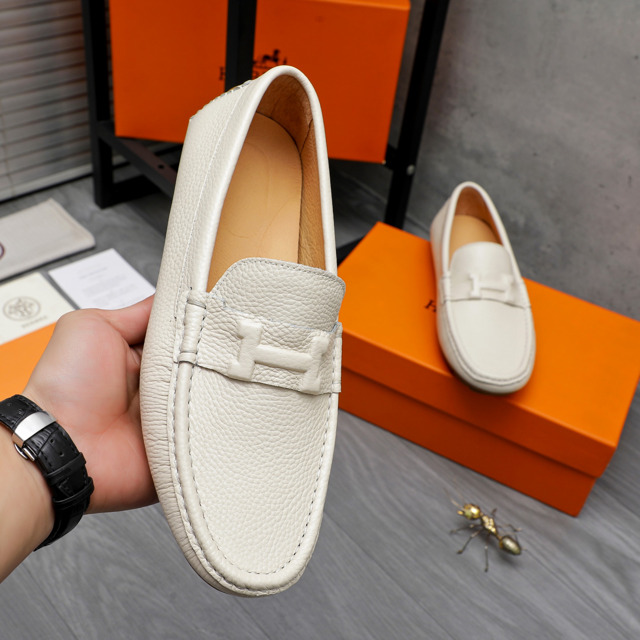 Hermes Men's Leather Loafers Slip-on Casual Shoes Size 38-44 6 a1741852659298 6004