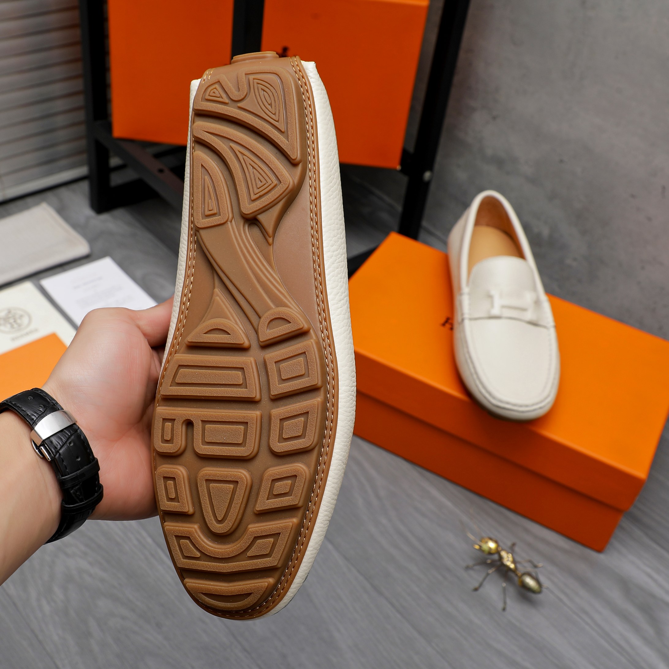 Hermes Men's Leather Loafers Slip-on Casual Shoes Size 38-44 9 a1741852662335 8136