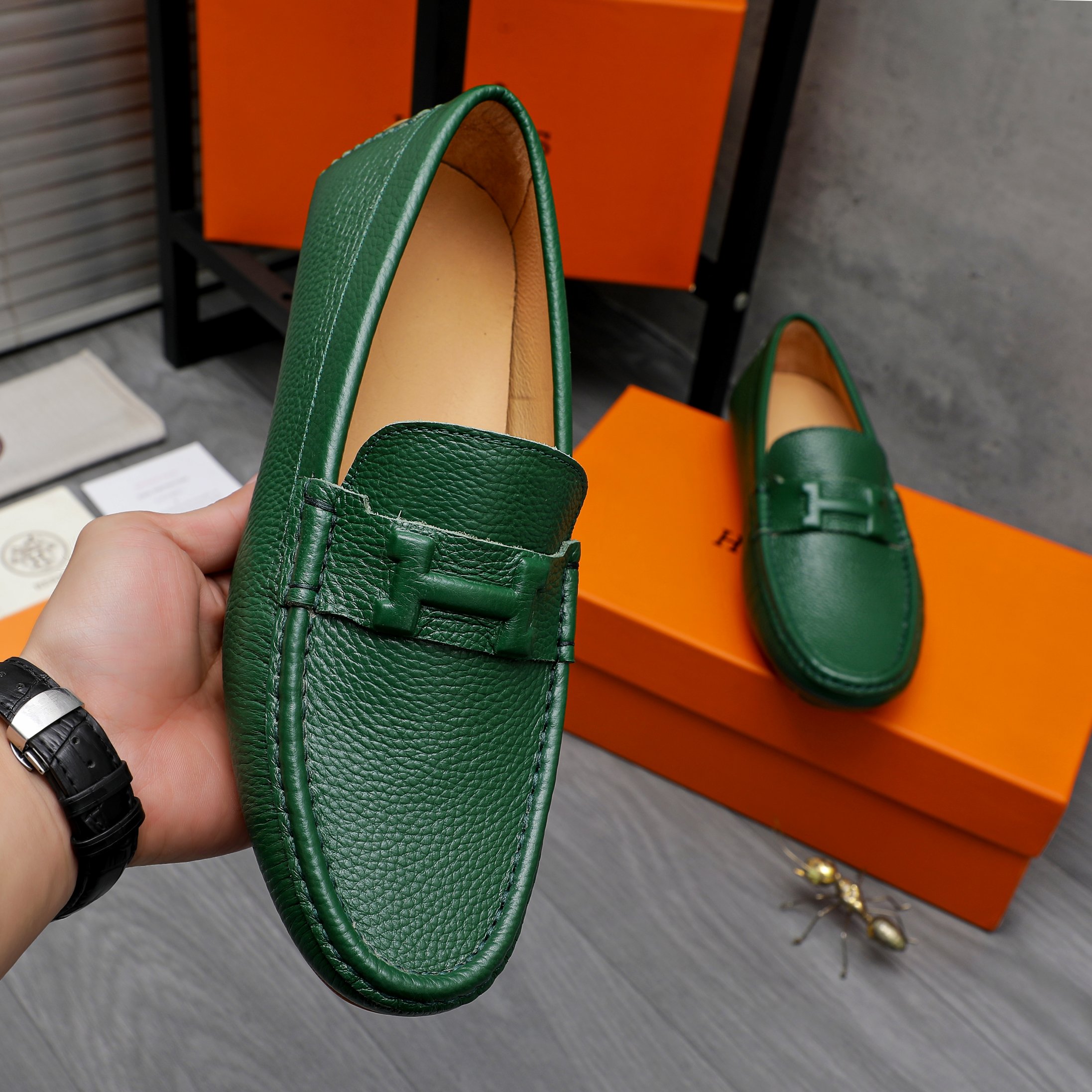 Hermès Leather Penny Loafers for Men, Slip-On Style, Size 38-44 6 a1741852976126 2066