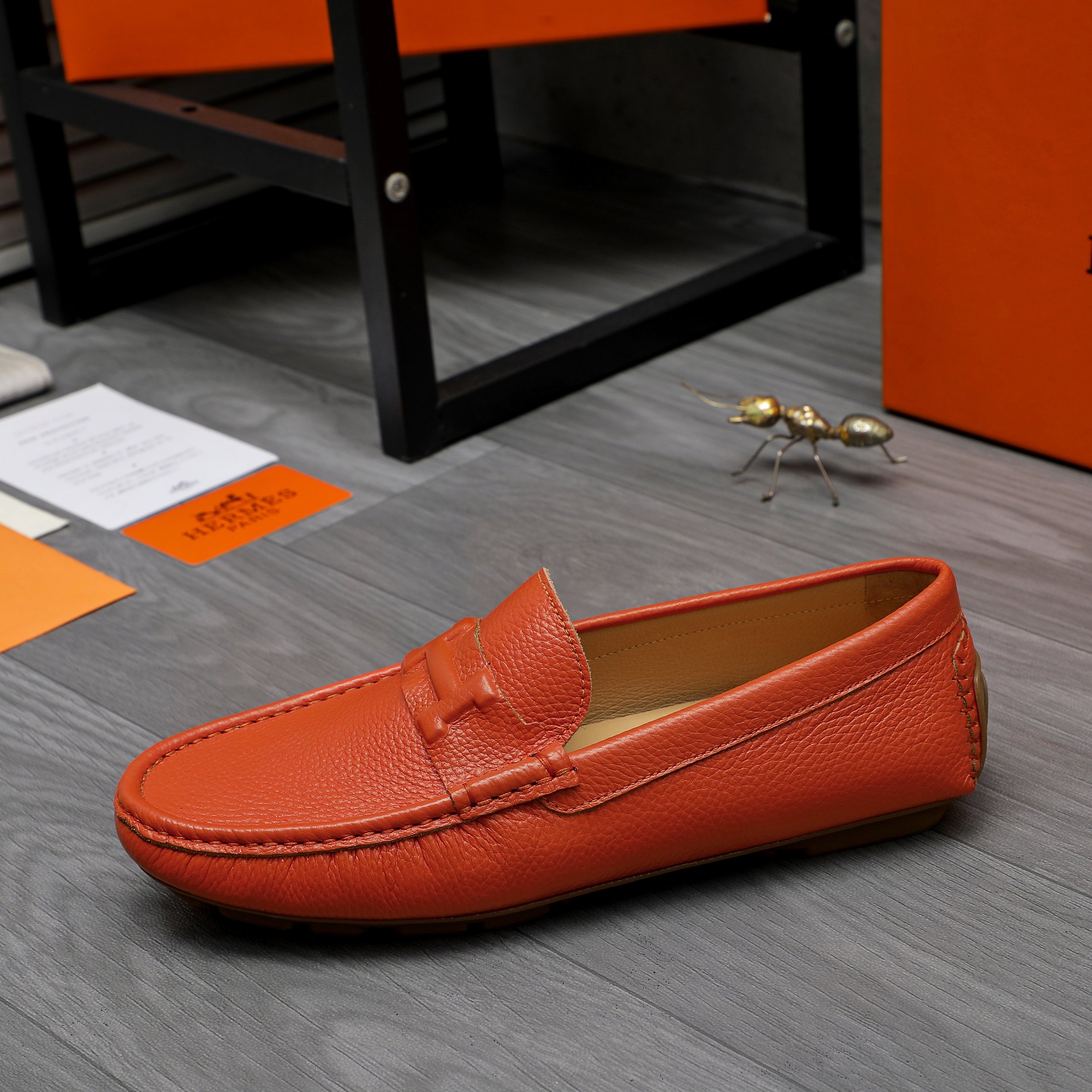 Hermes Men's Leather Loafers Slip-ons Casual Dress Shoes 7 a1741853074682 3716