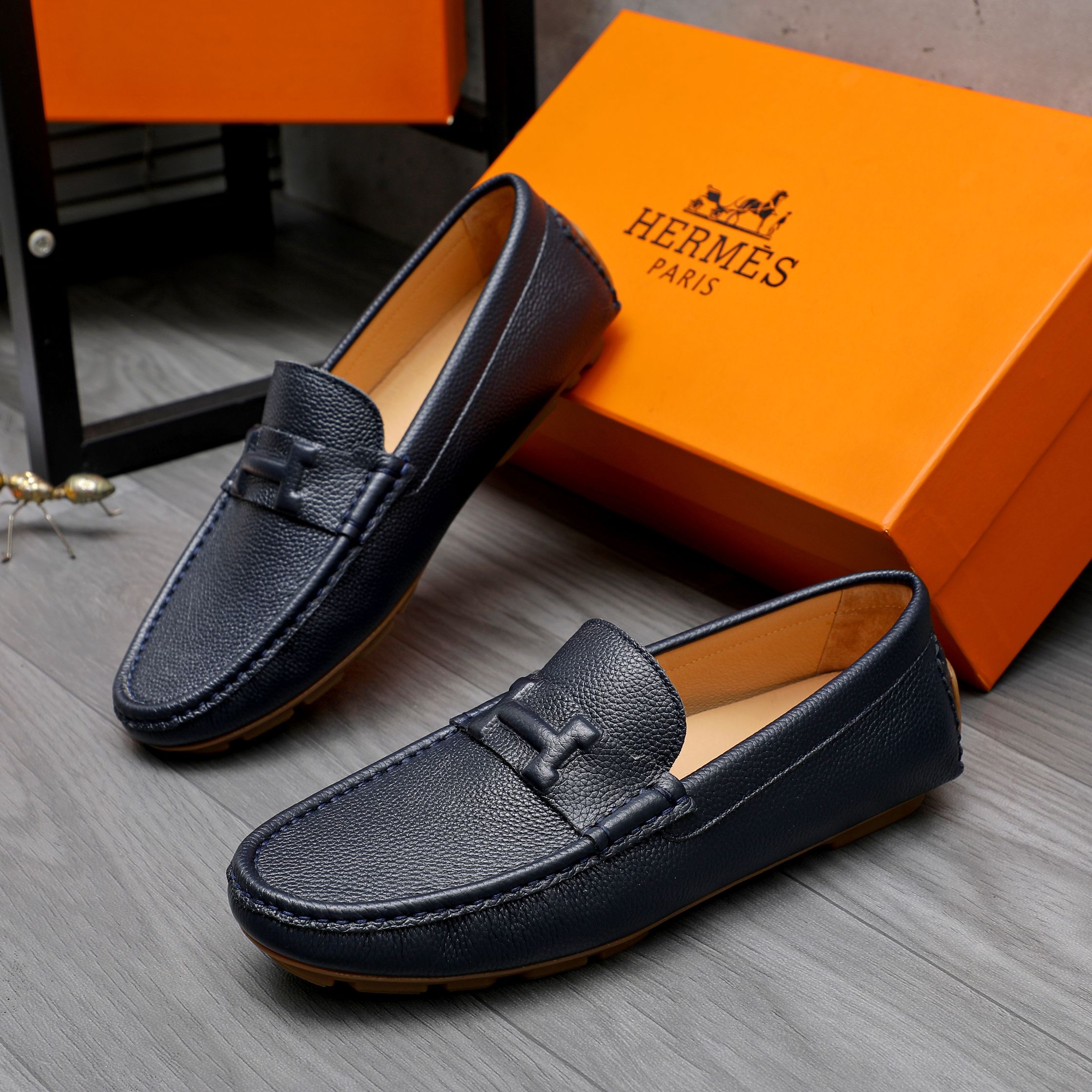 Hermes Men's Leather Loafers Slip-on Shoes Size 38-44 4 a1741853401312 2563