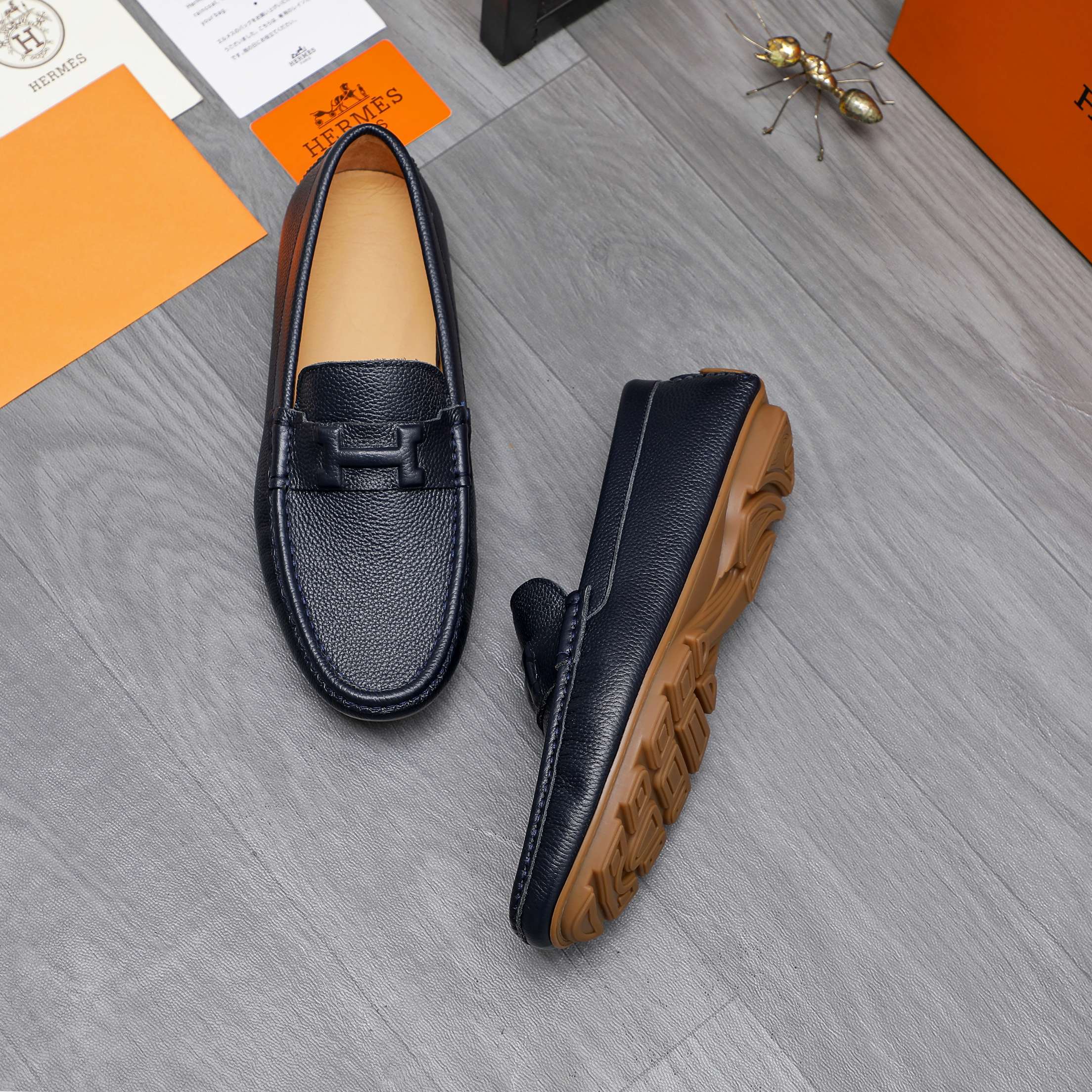 Hermes Men's Leather Loafers Slip-on Shoes Size 38-44 5 a1741853401761 8152