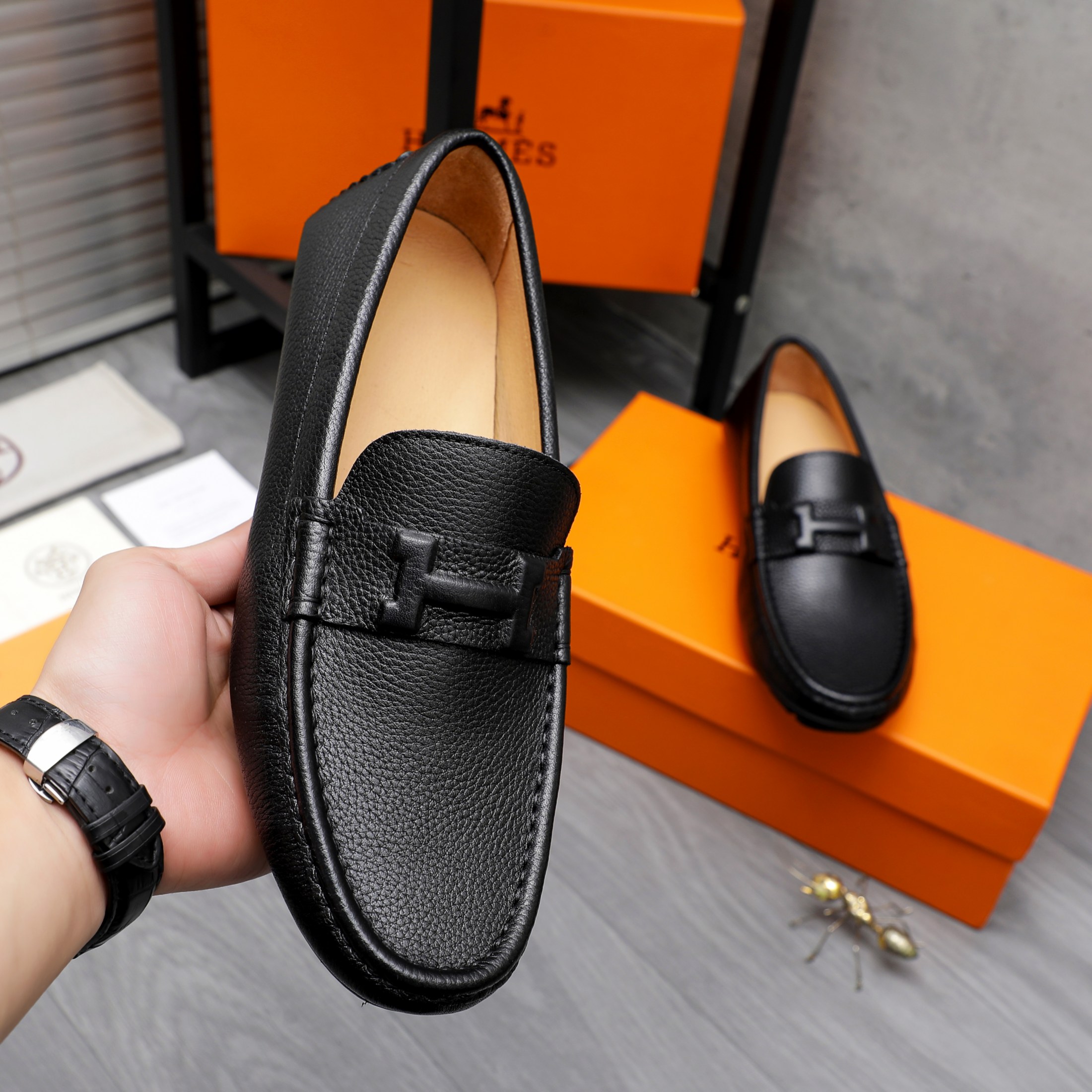 Hermes Men's Leather Loafers Slip-on Casual Shoes Various Colors Size 38-44 6 a1741853500712 8703