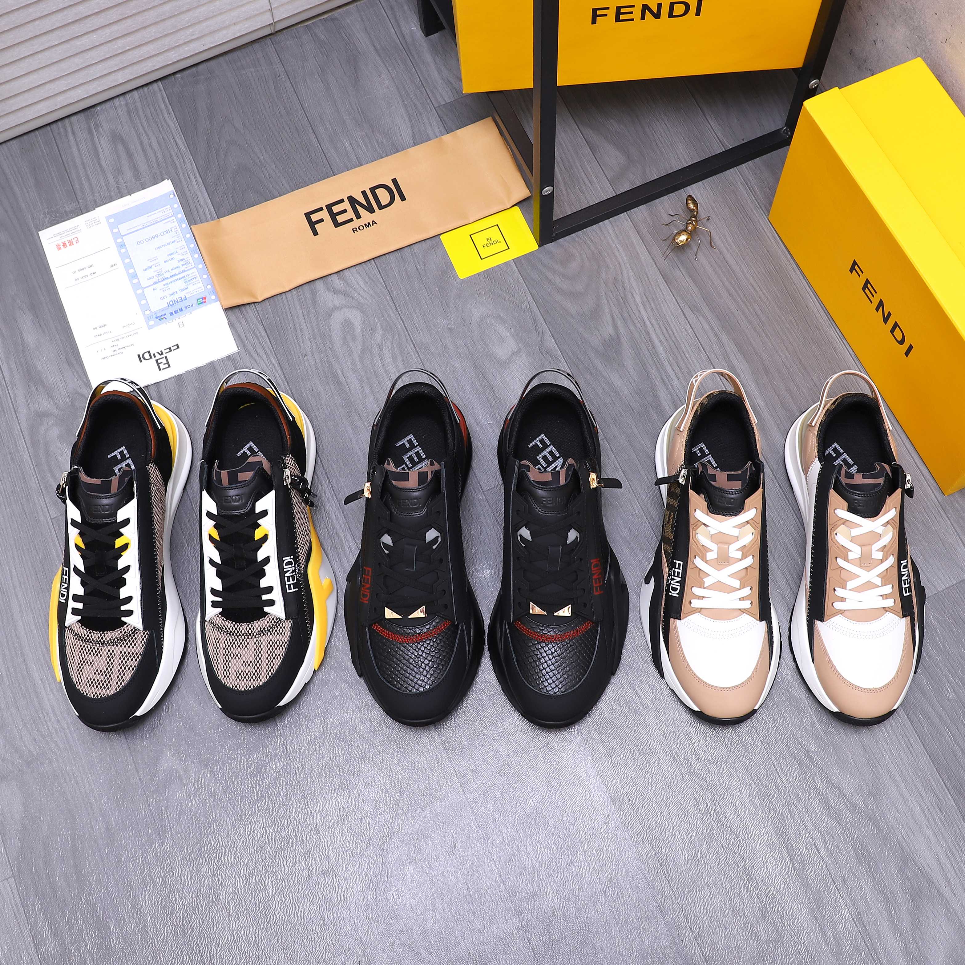 Fendi Men's Snake-Embossed Leather Sneakers - Sizes 38-44