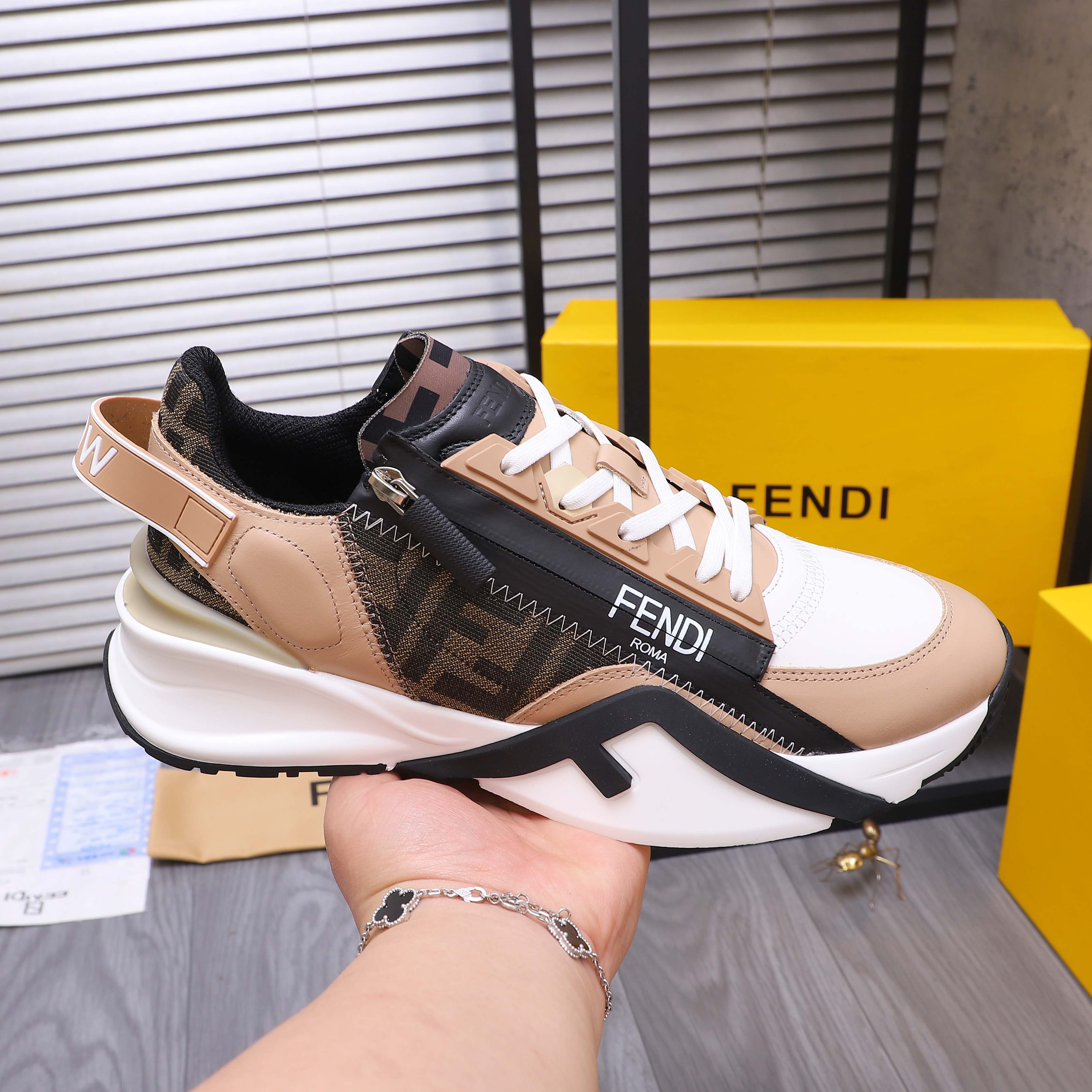 Fendi Men's Snake-Embossed Leather Sneakers - Sizes 38-44 6 a1741950541432 6078