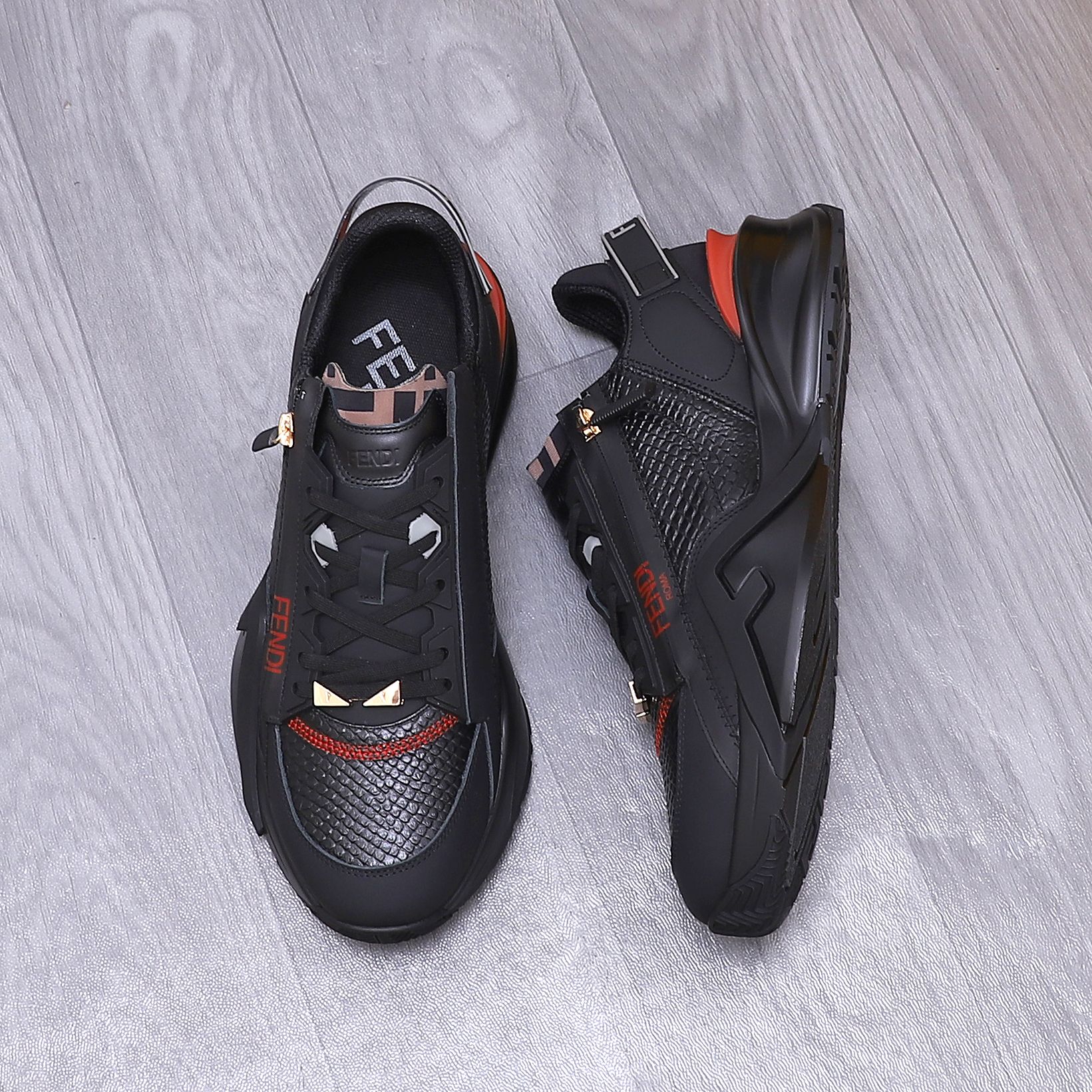 Fendi Men's Snake-Print Leather Sneakers 5 a1741950654928 6678