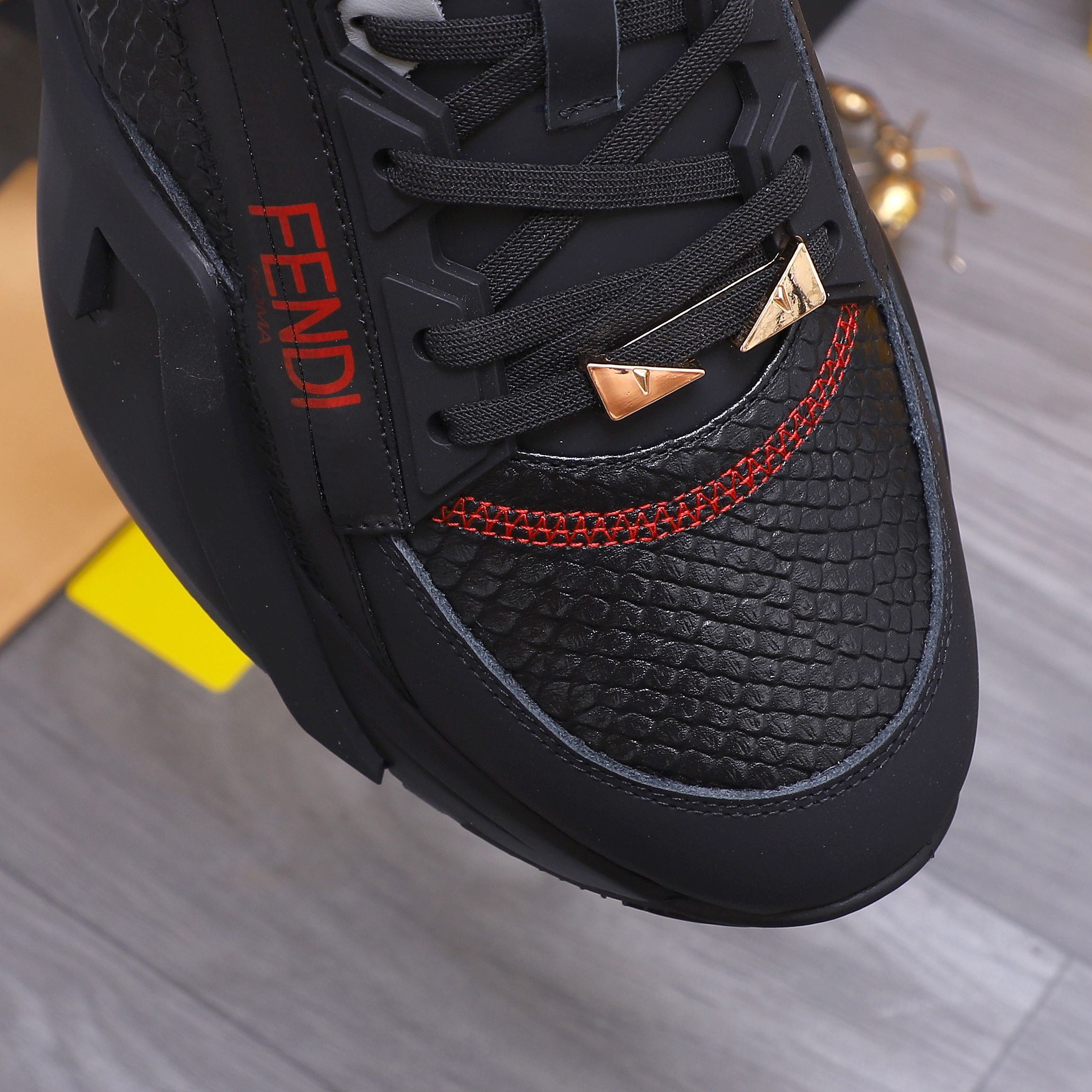 Fendi Men's Snake-Print Leather Sneakers 9 a1741950657255 4618