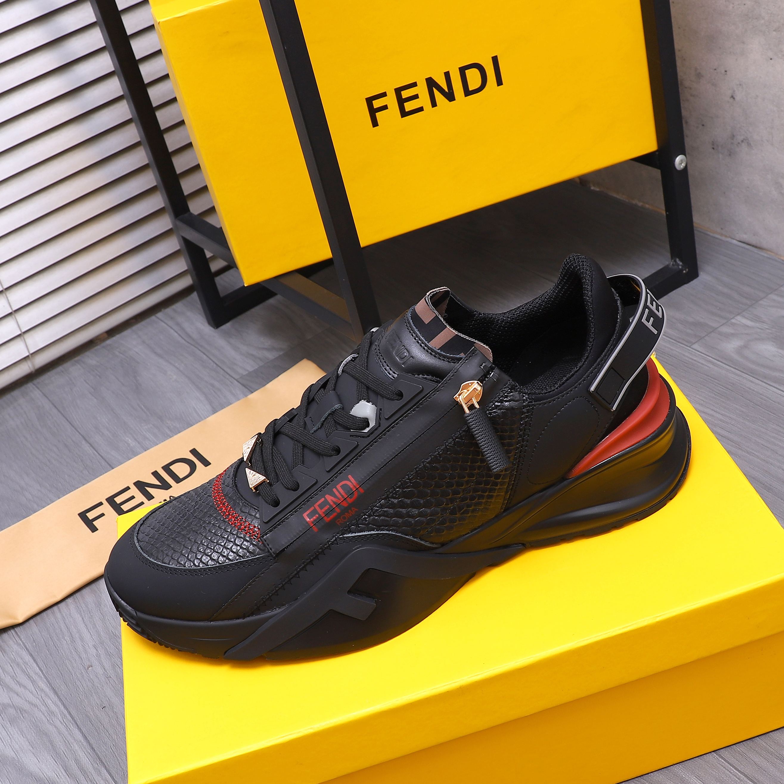 Fendi Men's Snake-Print Leather Sneakers 6 a1741950657391 8004