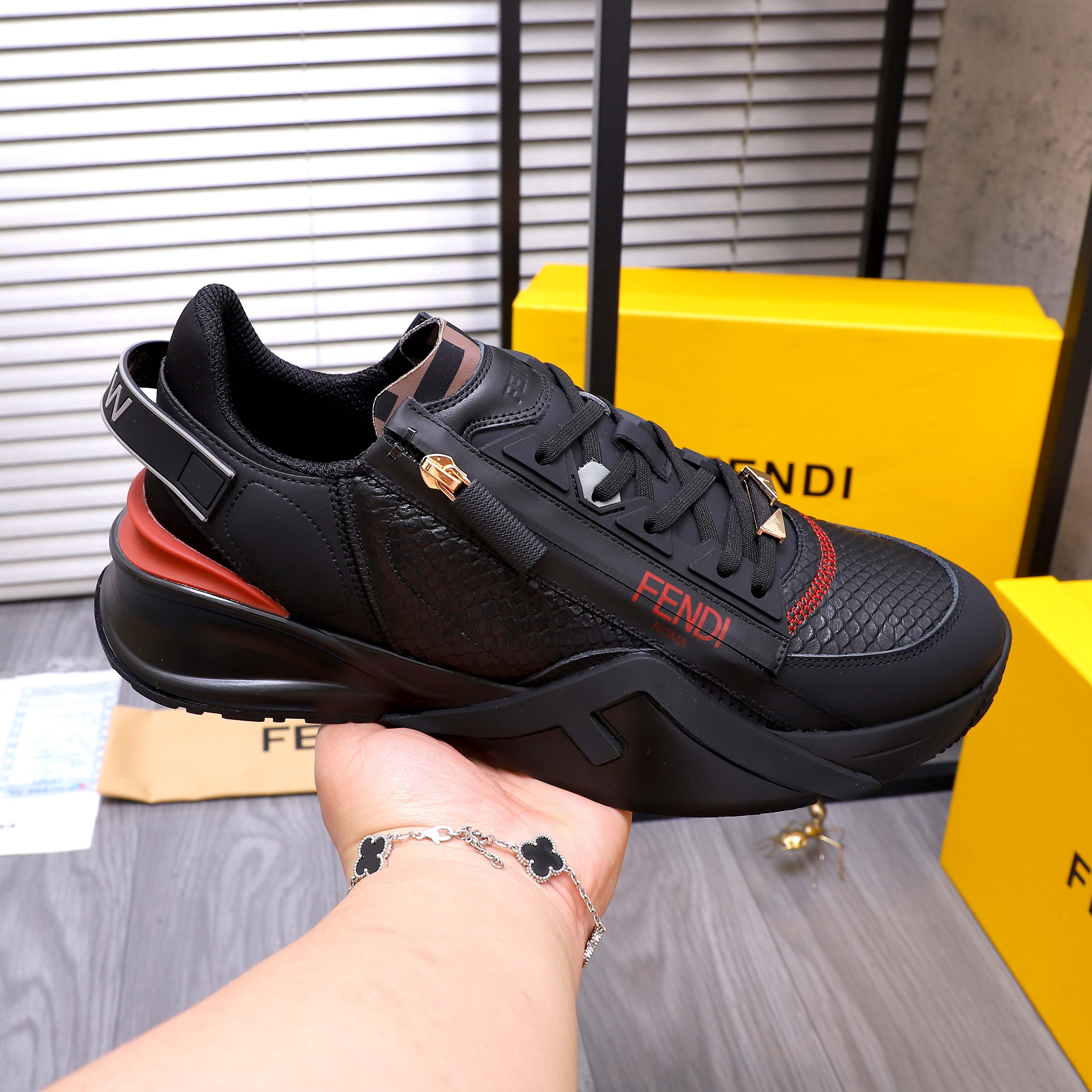 Fendi Men's Snake-Print Leather Sneakers 7 a1741950658047 4503