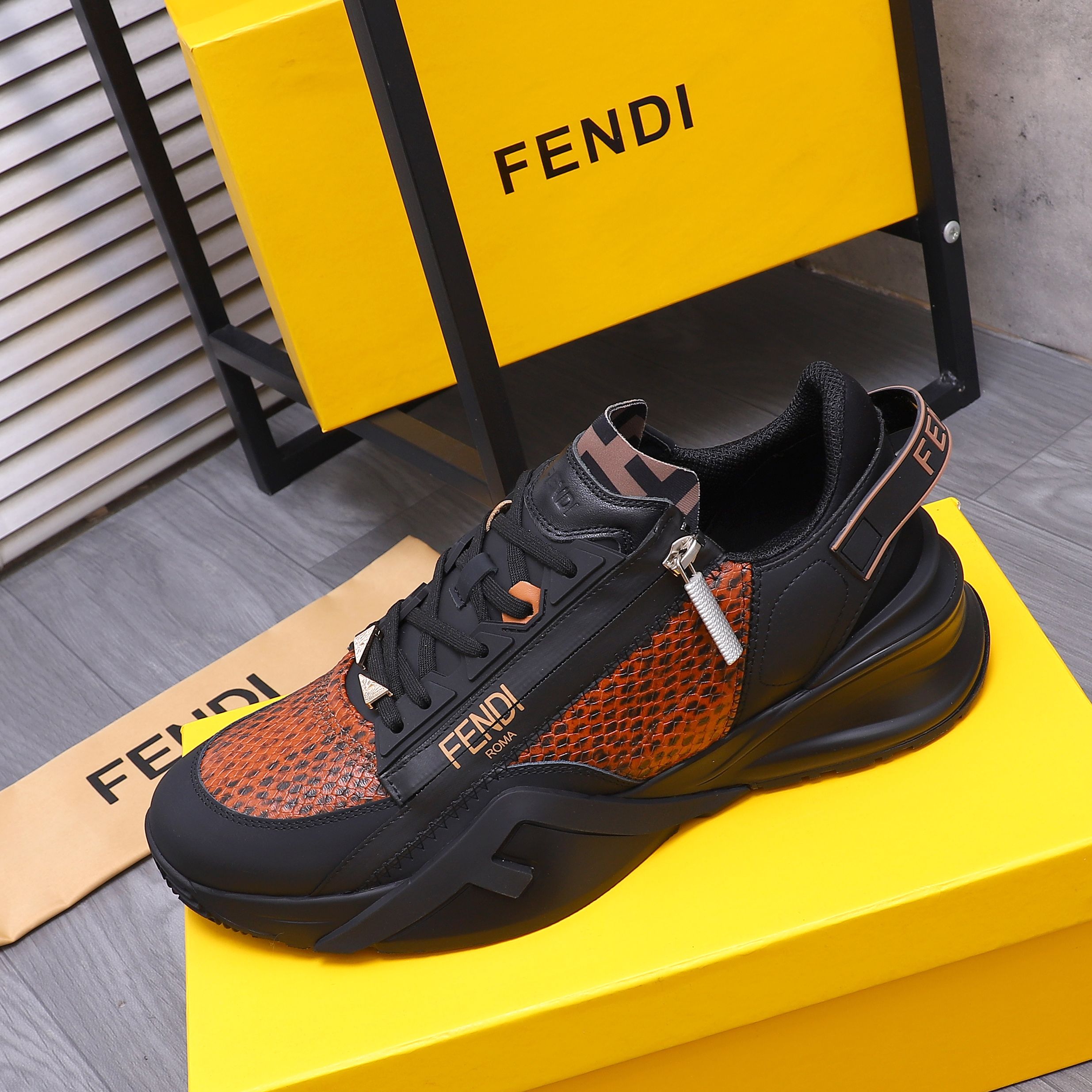 Fendi Men's Snake-Embossed Leather Sneakers in Various Colors and Sizes 6 a1741950830521 8818
