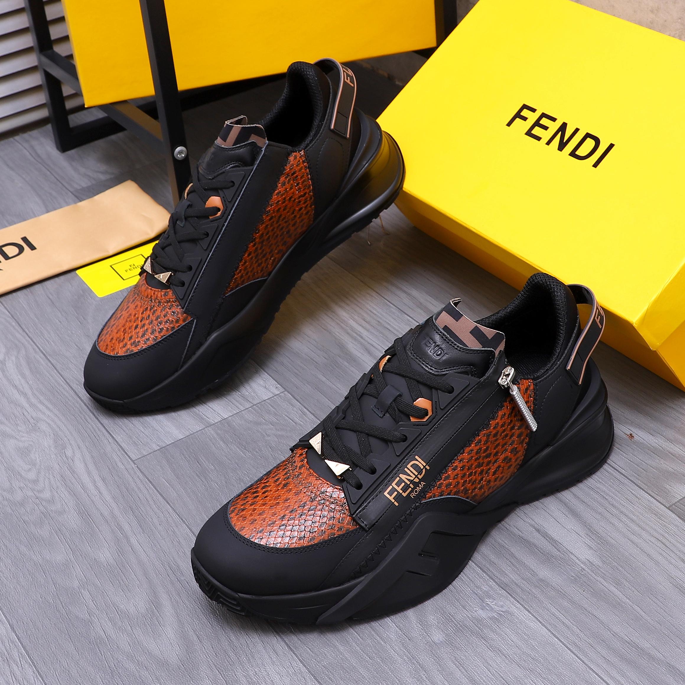 Fendi Men's Snake-Embossed Leather Sneakers in Various Colors and Sizes 4 a1741950830557 8751