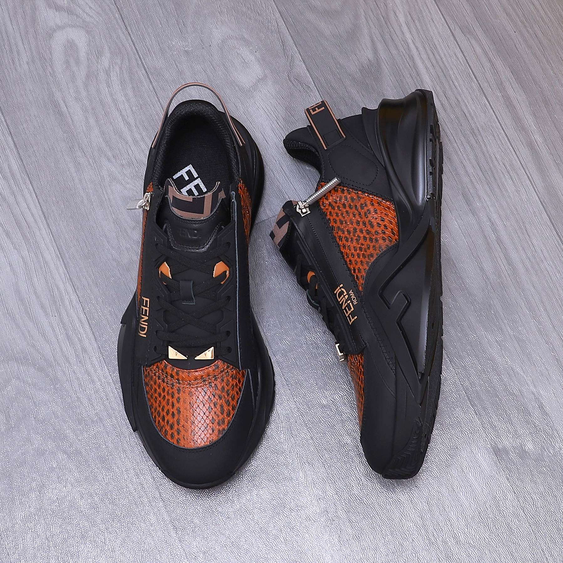 Fendi Men's Snake-Embossed Leather Sneakers in Various Colors and Sizes 5 a1741950833507 7431