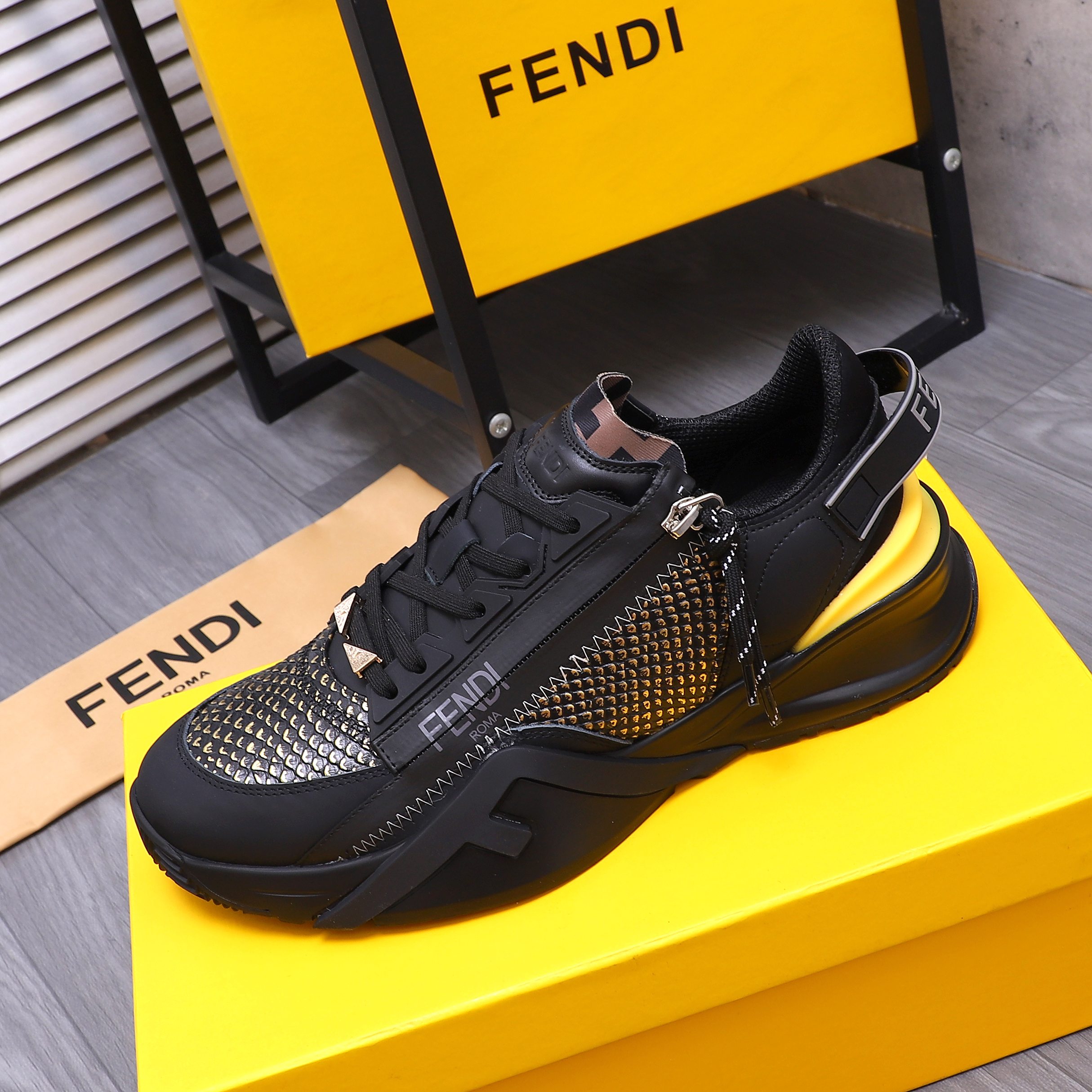 Fendi Men's Snake-Embossed Leather Sneakers - Modern Comfort & Style 6 a1741951096400 6741