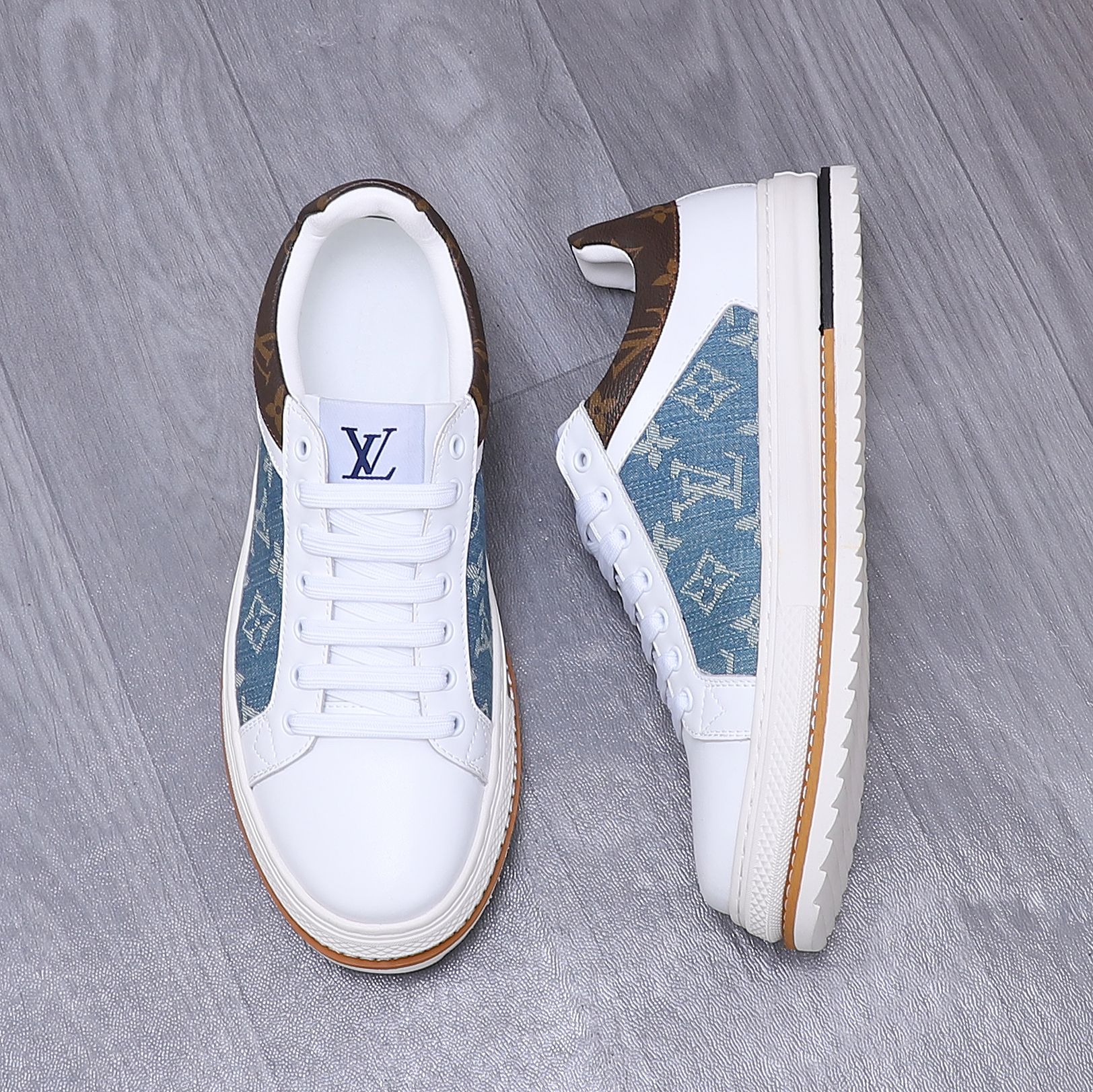 Louis Vuitton Men's Leather and Denim Casual Sneakers - Size 38-44 5 a1741951797157 5273