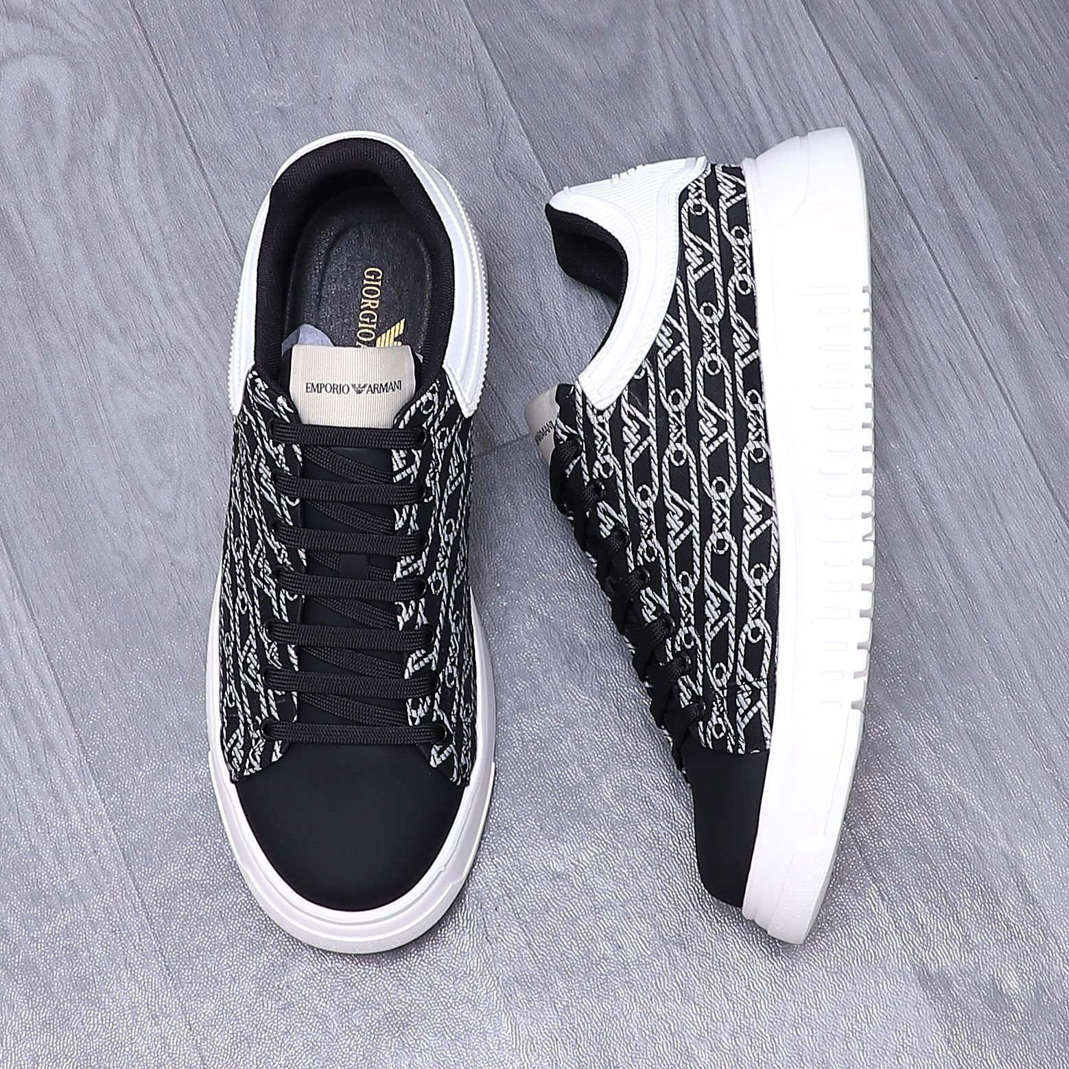 Emporio Armani Men's Leather Sneakers Breathable Lace-Up Casual Shoes 5 a1742369104261 0462