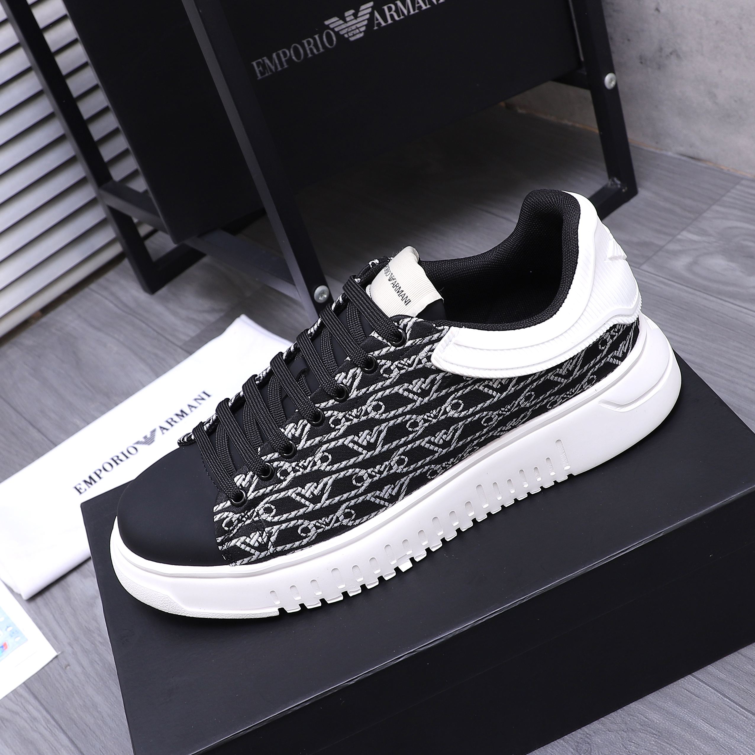 Emporio Armani Men's Leather Sneakers Breathable Lace-Up Casual Shoes 6 a1742369104587 8730