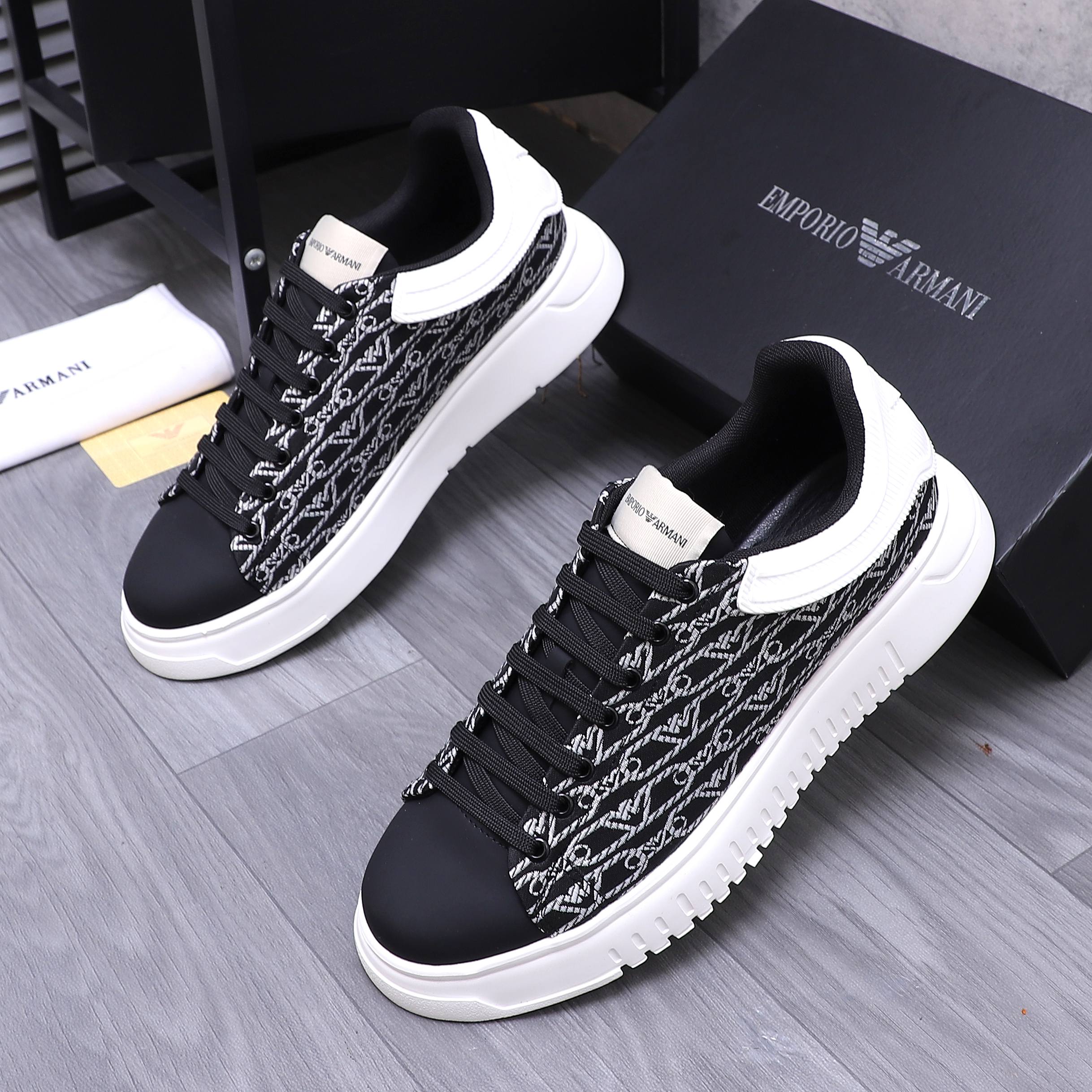 Emporio Armani Men's Leather Sneakers Breathable Lace-Up Casual Shoes 3 a1742369104747 4817