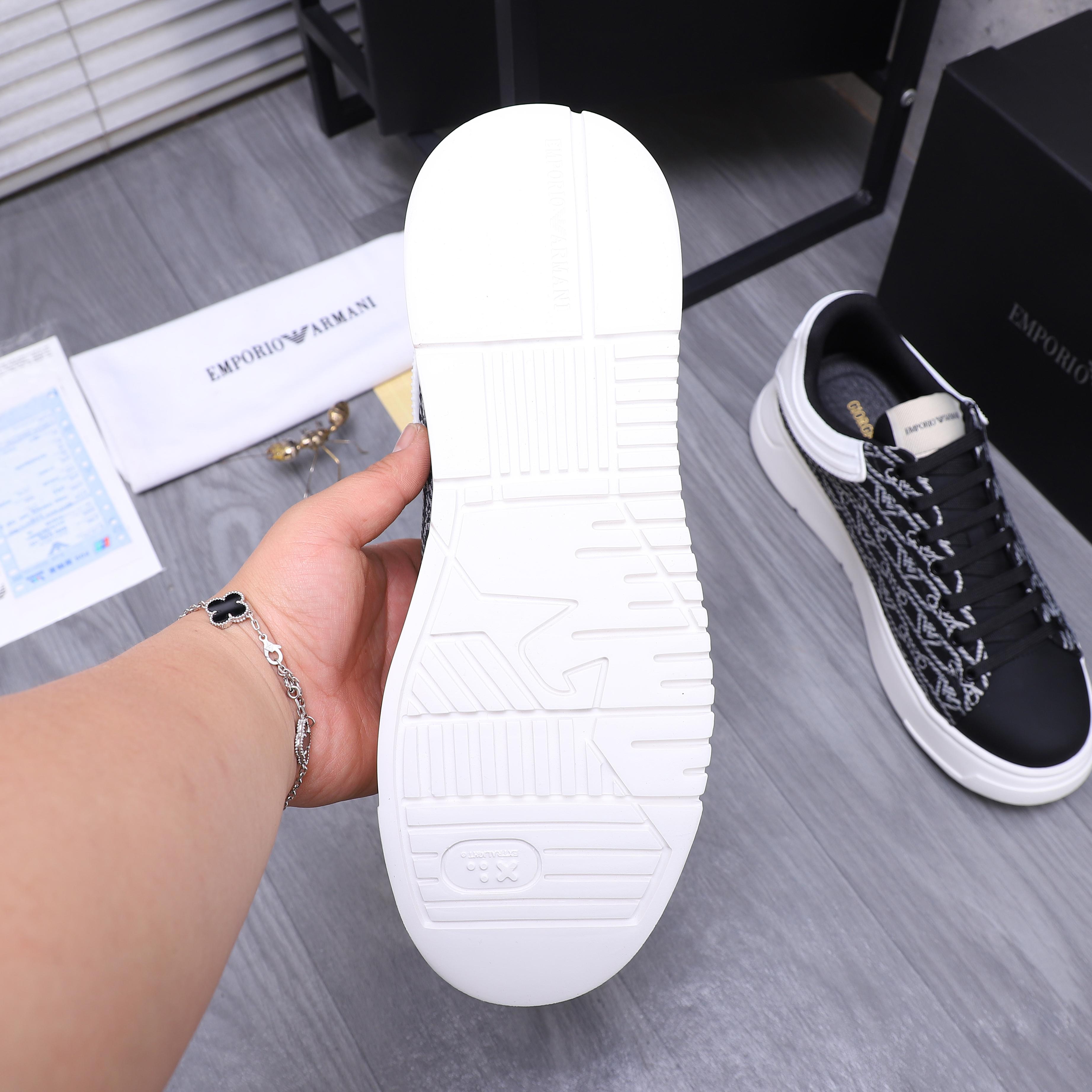 Emporio Armani Men's Leather Sneakers Breathable Lace-Up Casual Shoes 8 a1742369107341 6514