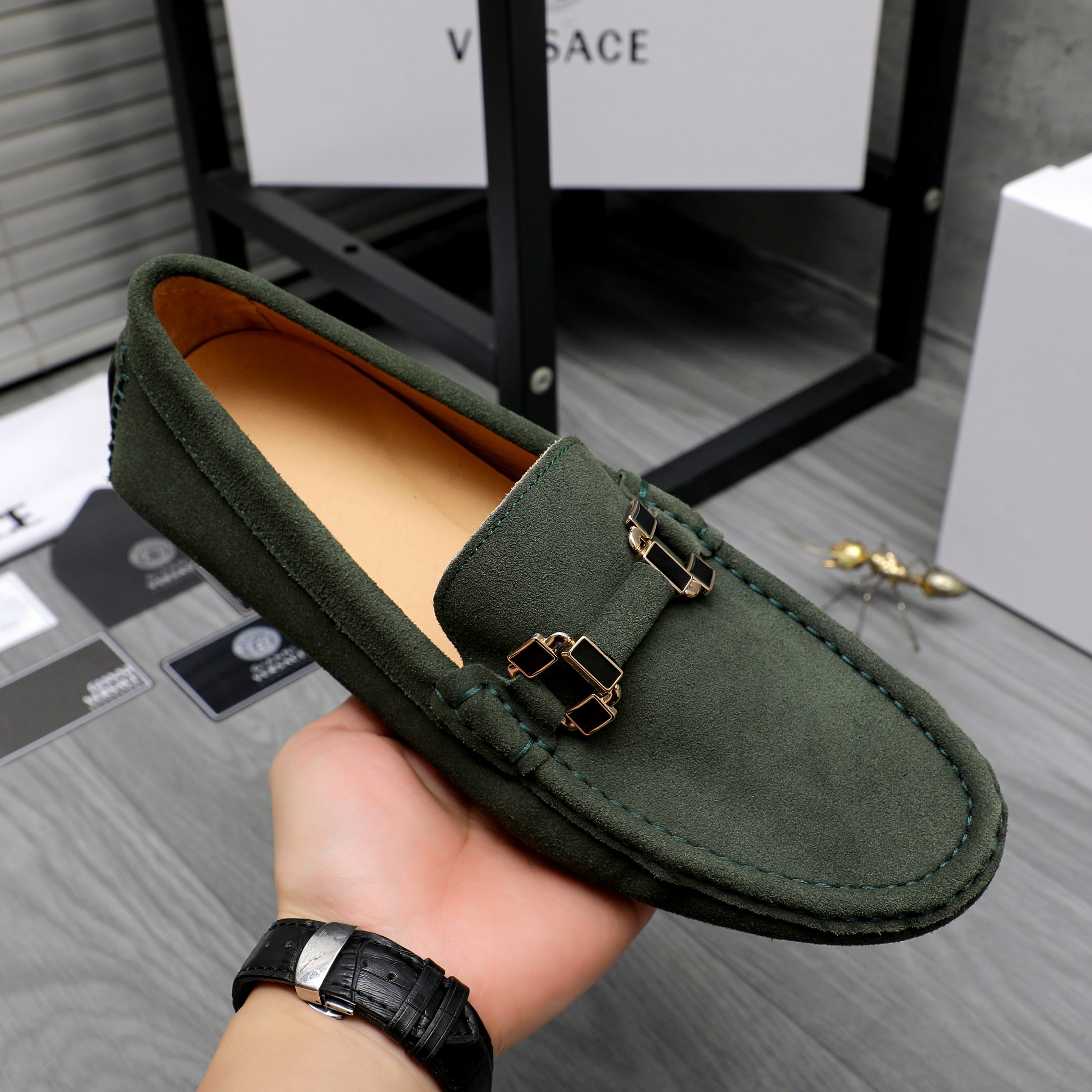 Versace Men's Suede Loafers Slip-on Casual Shoes, Size 38-44 8 a1742451372776 3561