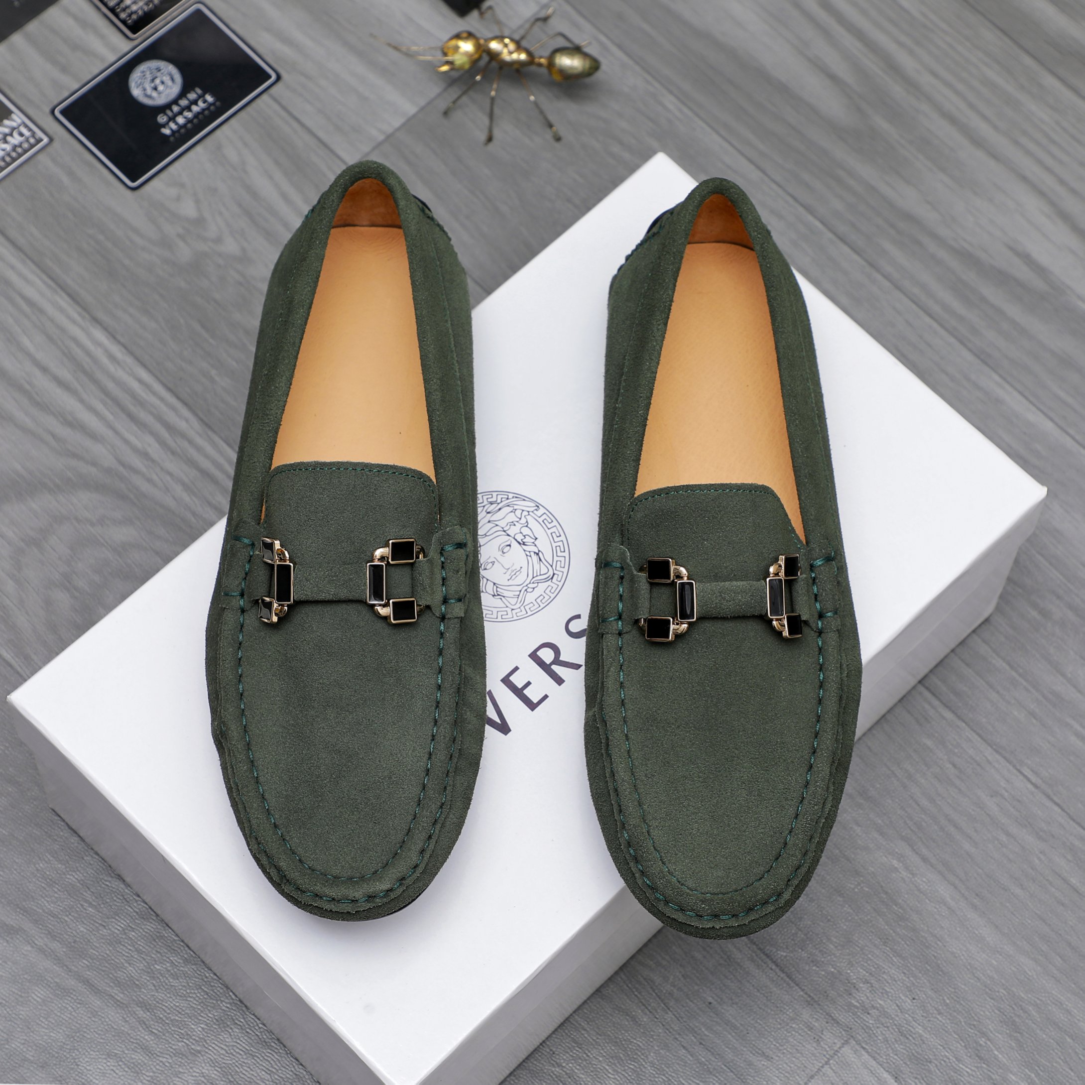 Versace Men's Suede Loafers Slip-on Casual Shoes, Size 38-44 3 a1742451372935 6357