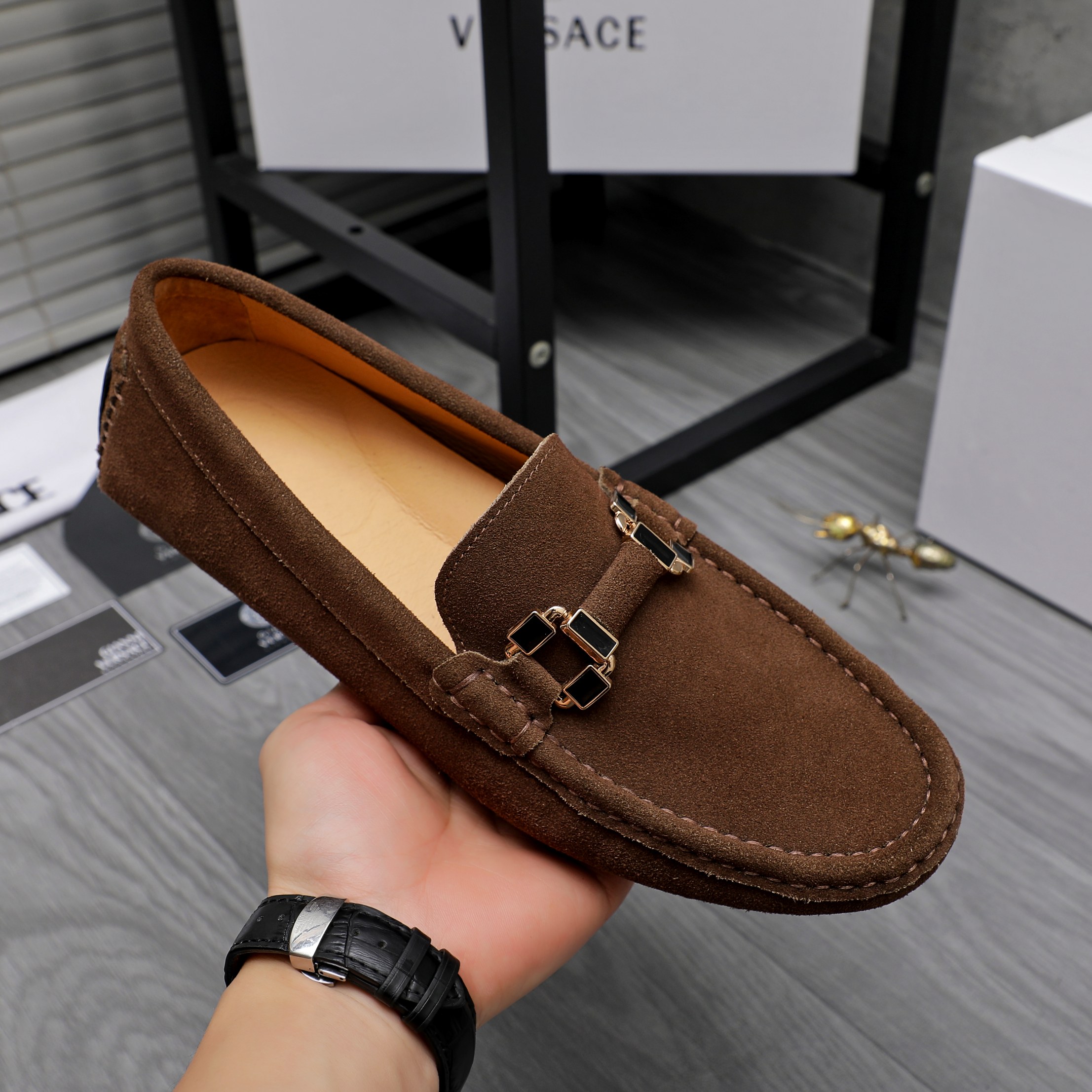 Versace Men's Suede Loafers Slip-on Casual Shoes Size 38-44 8 a1742451720589 0056