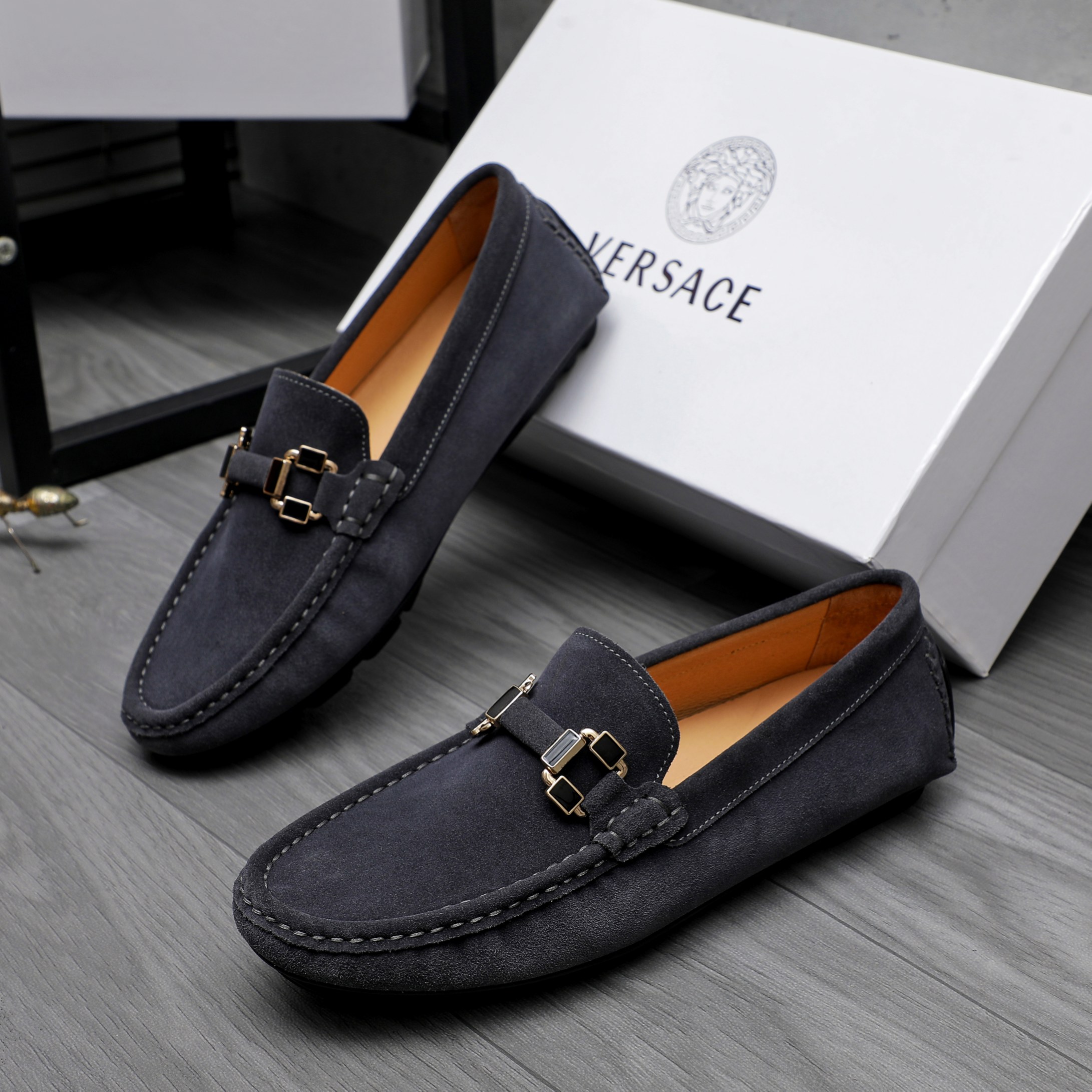 Versace Men's Suede Loafers Slip-on Shoes, Sizes 38-44 4 a1742451821924 6822