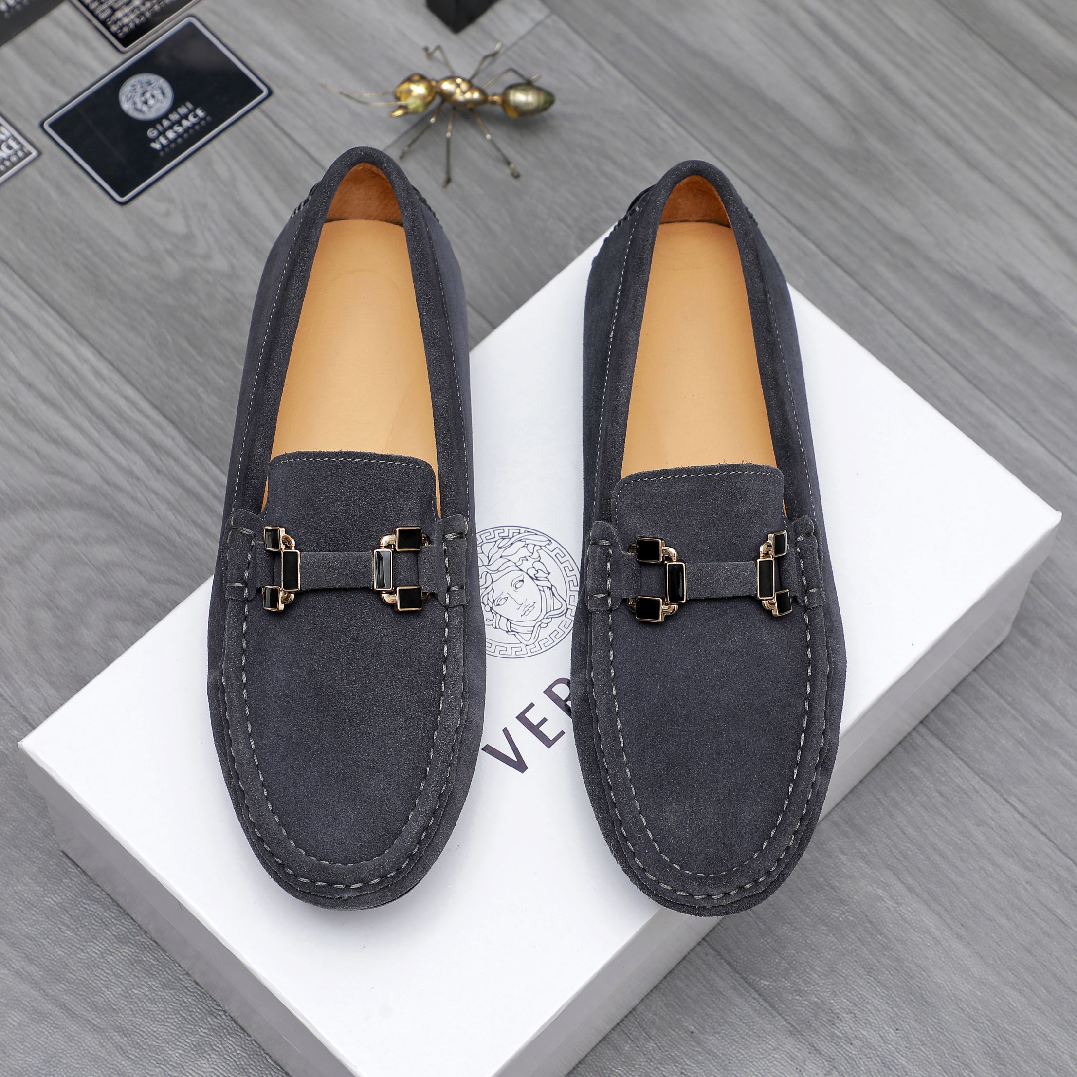 Versace Men's Suede Loafers Slip-on Shoes, Sizes 38-44 3 a1742451822249 6883