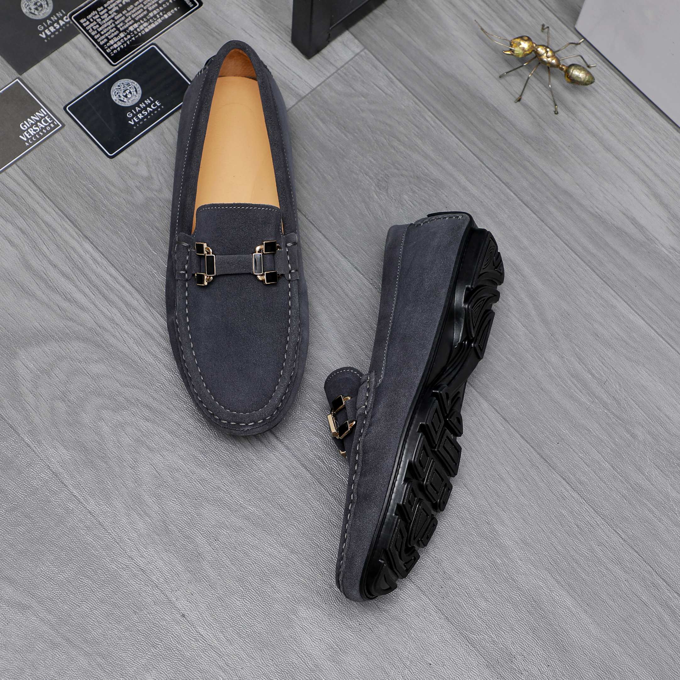 Versace Men's Suede Loafers Slip-on Shoes, Sizes 38-44 5 a1742451822586 8646