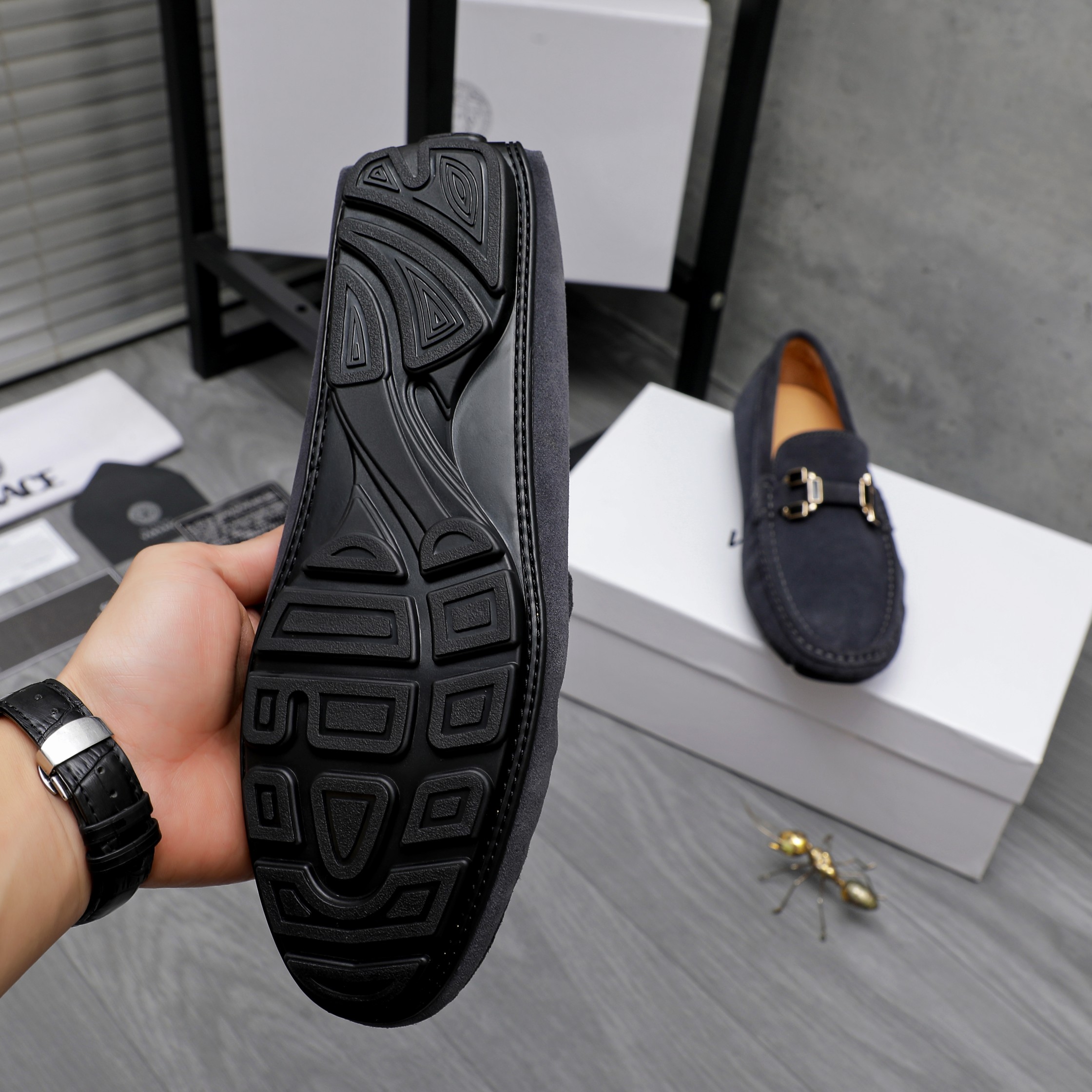 Versace Men's Suede Loafers Slip-on Shoes, Sizes 38-44 9 a1742451824250 0868