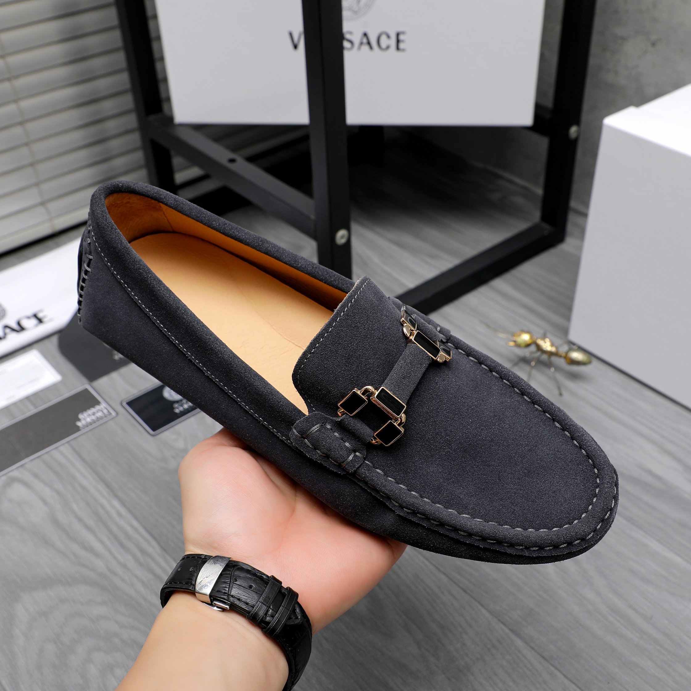 Versace Men's Suede Loafers Slip-on Shoes, Sizes 38-44 8 a1742451824312 6787