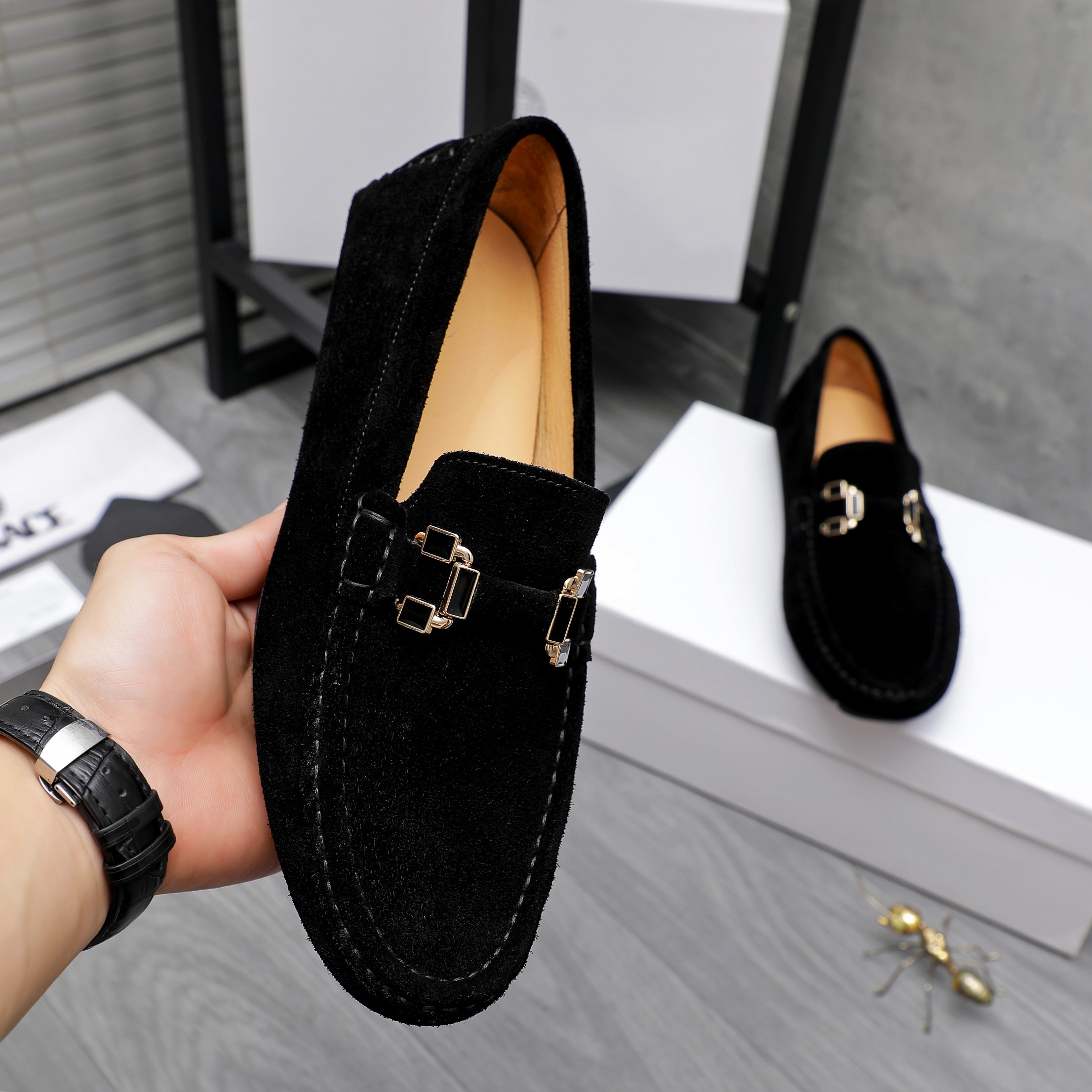 Versace Men's Suede Leather Slip-On Loafers - Sizes 38-44 6 a1742452047245 4240