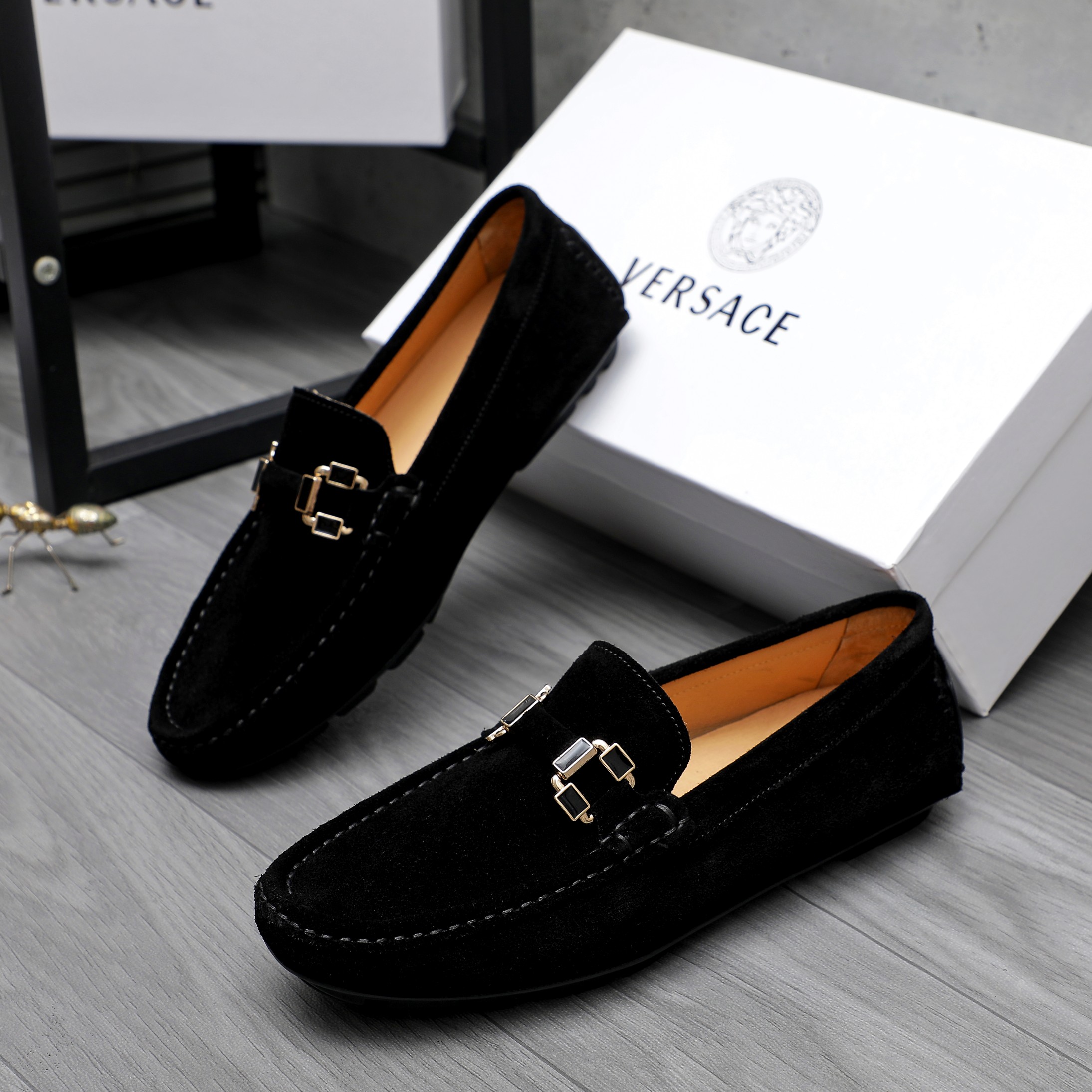 Versace Men's Suede Leather Slip-On Loafers - Sizes 38-44 4 a1742452047284 5543