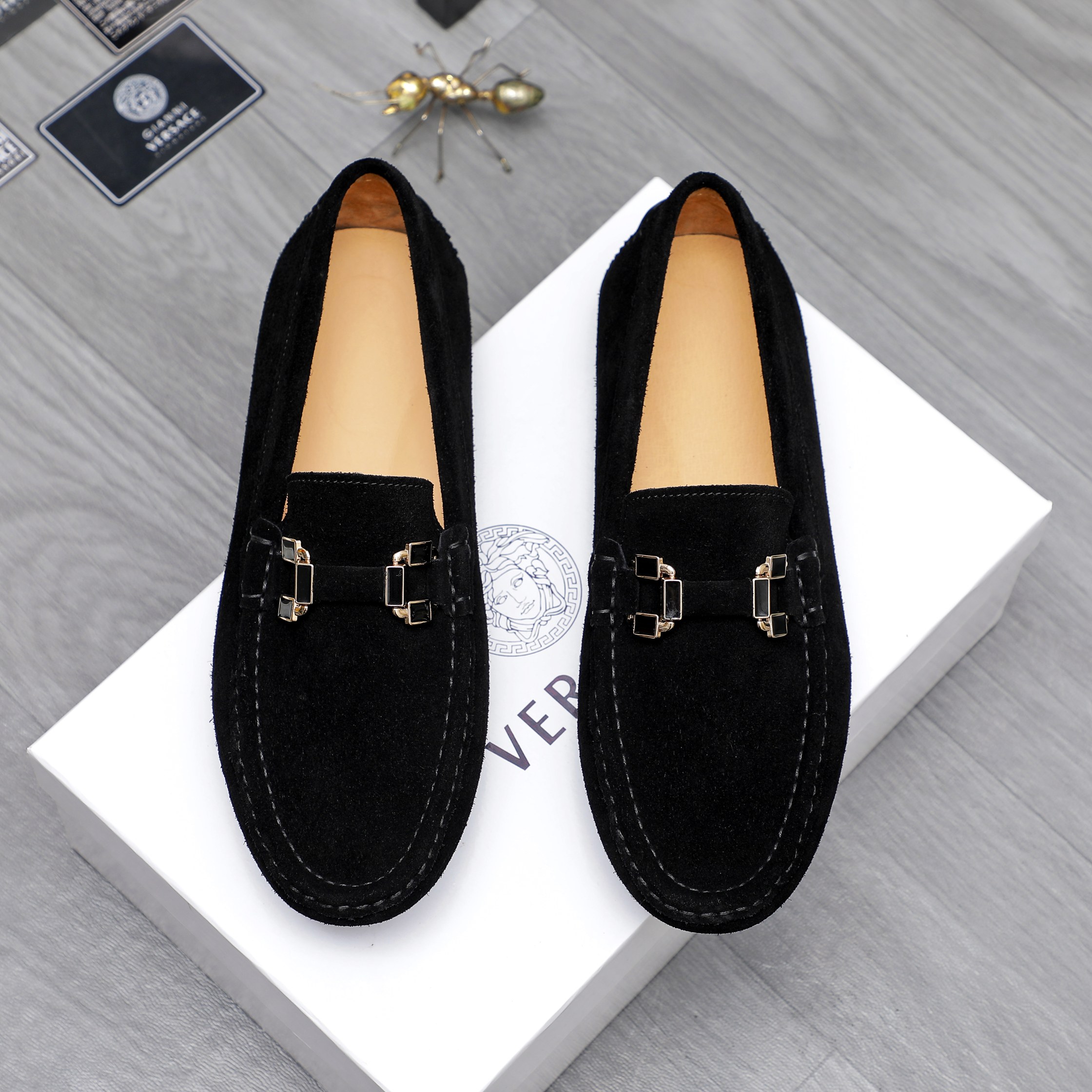 Versace Men's Suede Leather Slip-On Loafers - Sizes 38-44 3 a1742452047376 4327