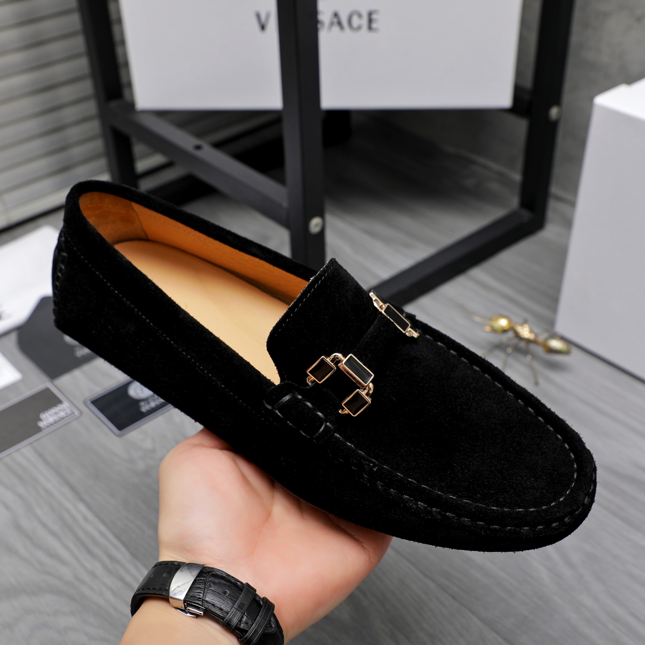 Versace Men's Suede Leather Slip-On Loafers - Sizes 38-44 8 a1742452049251 6501