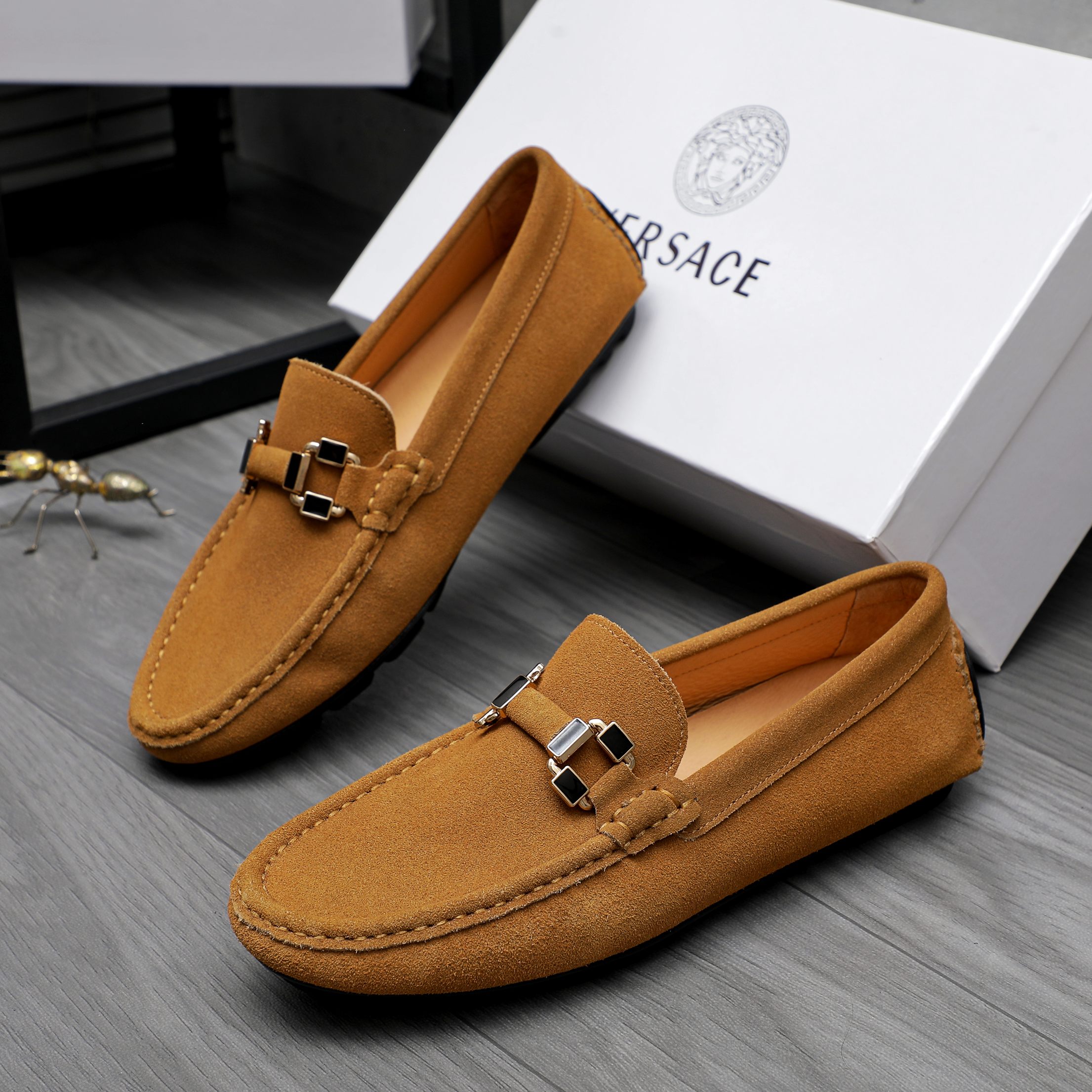 Versace Men's Casual Slip-On Loafers in Suede Embossed Leather 4 a1742452290709 8320