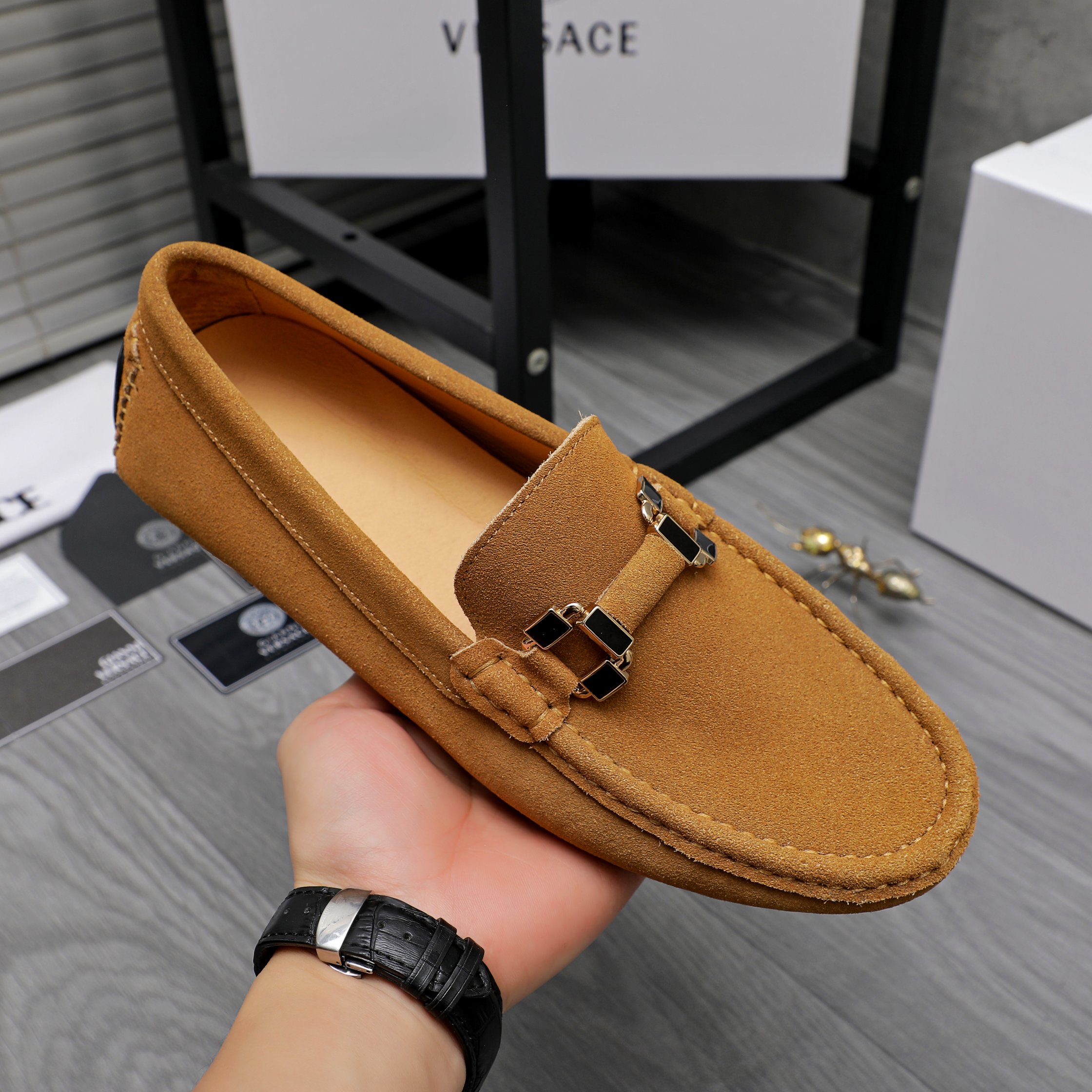 Versace Men's Casual Slip-On Loafers in Suede Embossed Leather 8 a1742452292412 5386