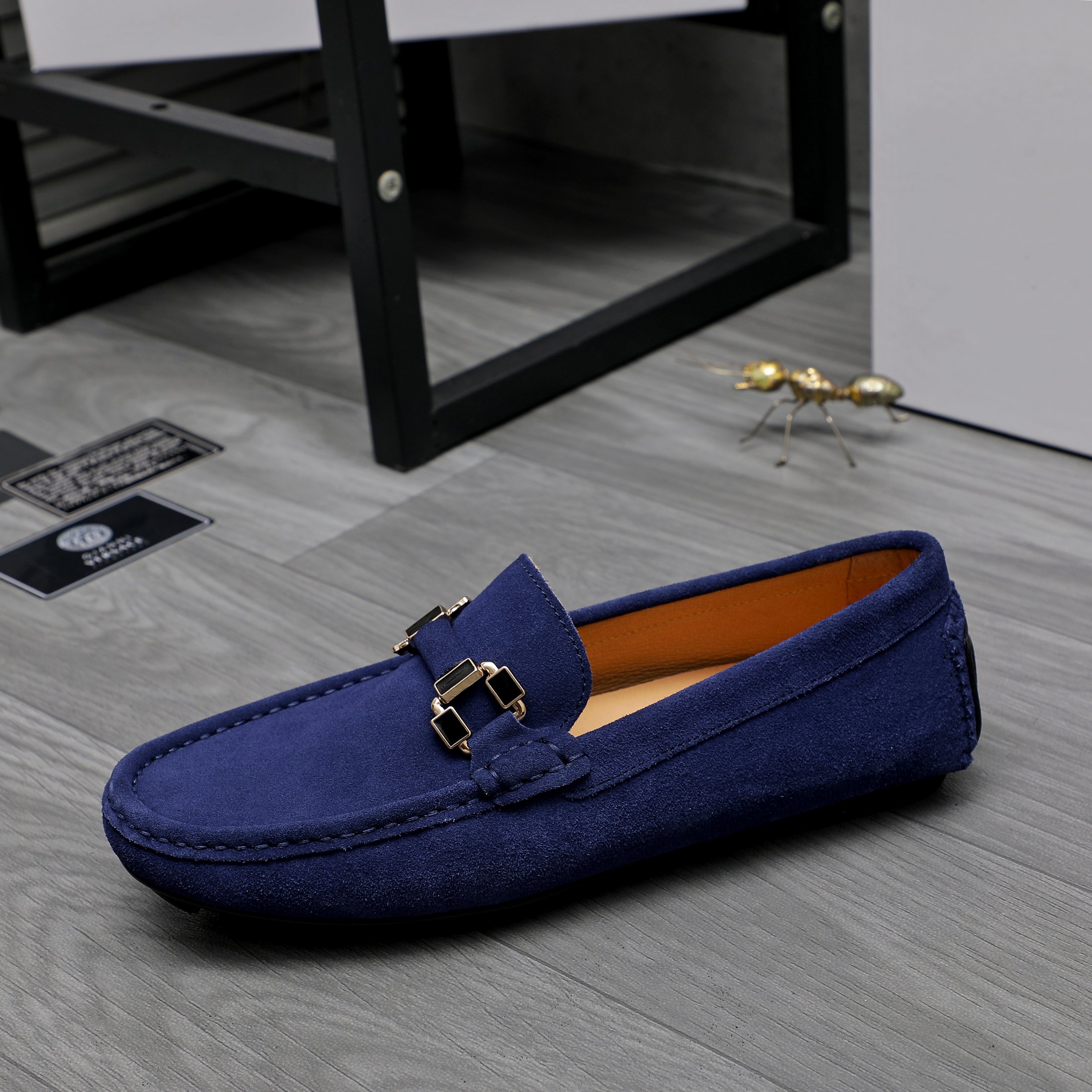 Versace Men's Suede Leather Slip-On Loafers, Casual Style Dress Shoes 7 a1742452420254 8472