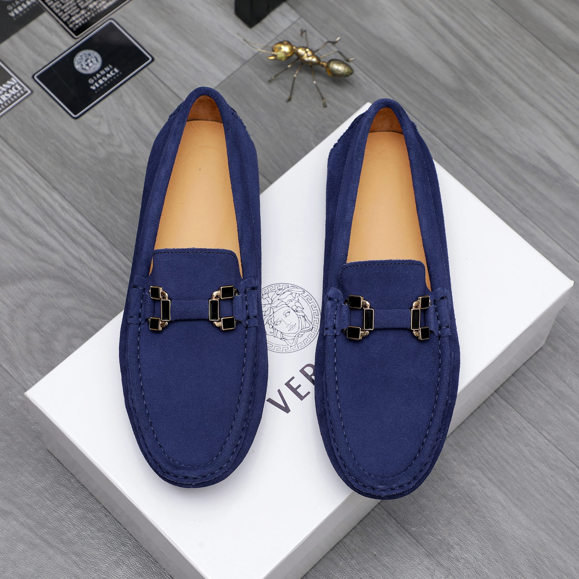 Versace Men's Suede Leather Slip-On Loafers, Casual Style Dress Shoes 3 a1742452420379 2073